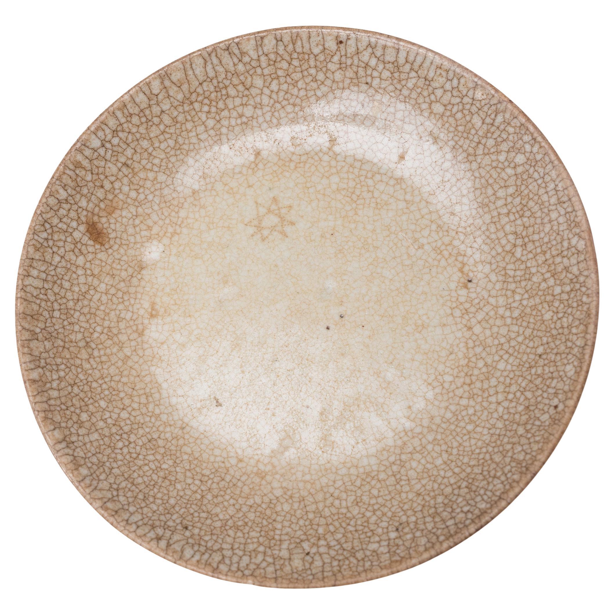 Chinese Pale Crackle Glaze Plate, c. 1800 For Sale