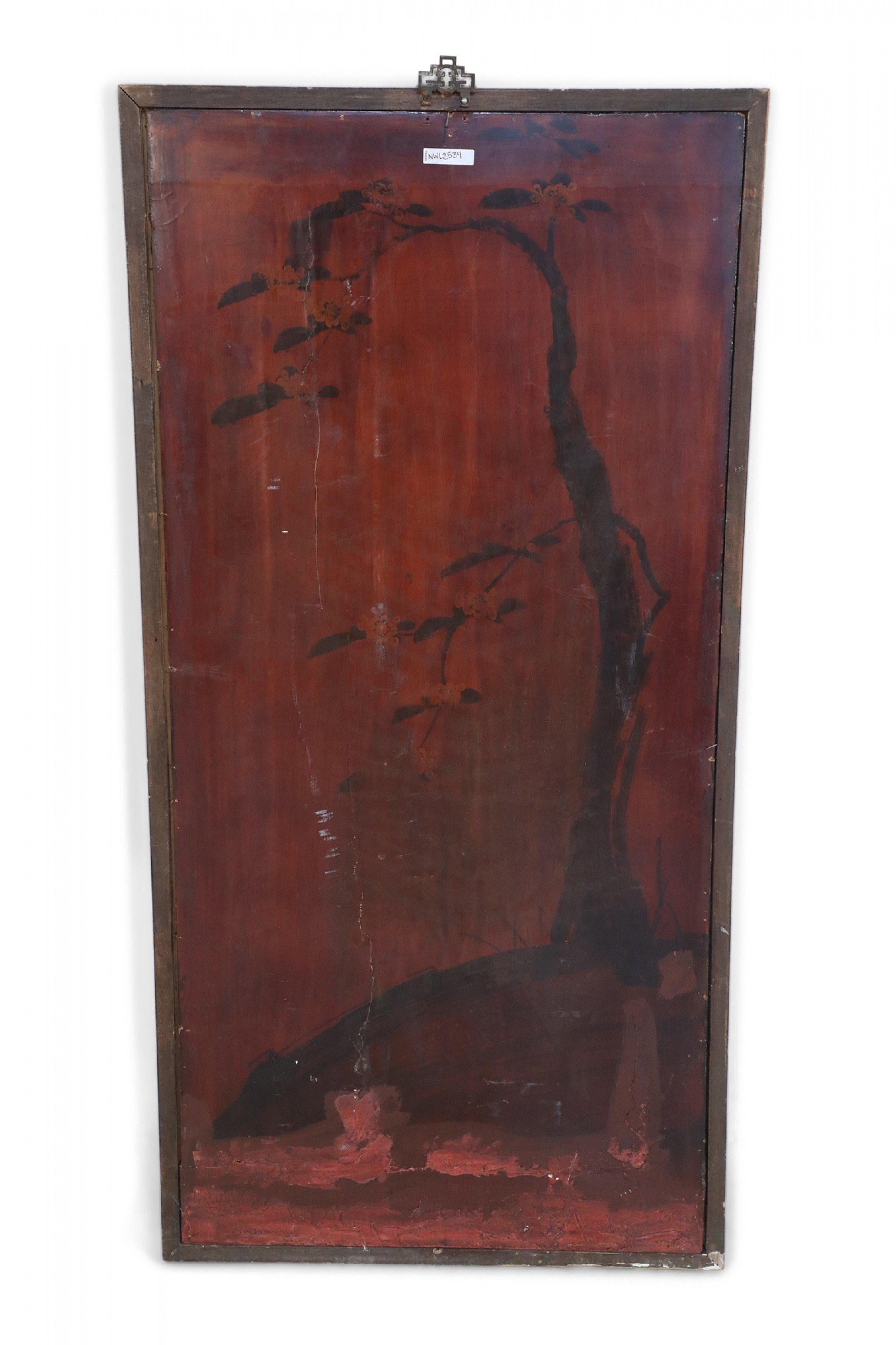 Inlay Chinese Panel Art Depicting Birds and Branches in Raised Mother of Pearl Pieces For Sale