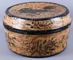 Large 19th Century Chinese Papier Mâché Painted Box Depicting Lion and Flowers