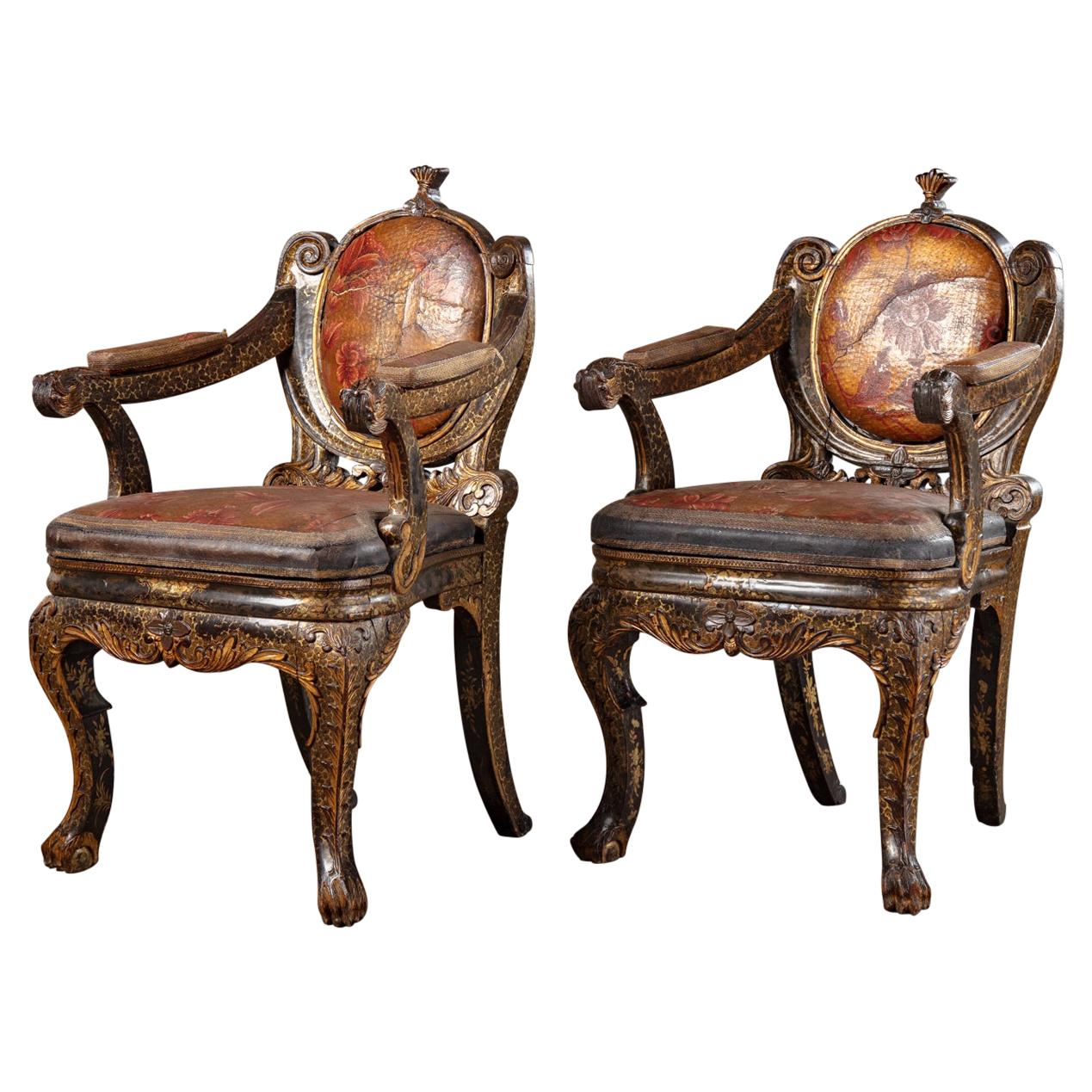 Chinese Parcel Giltwood Continental Fauteuils