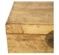 Chinese Parchment Leather Trunk on Stand Brass Mounts and Handles