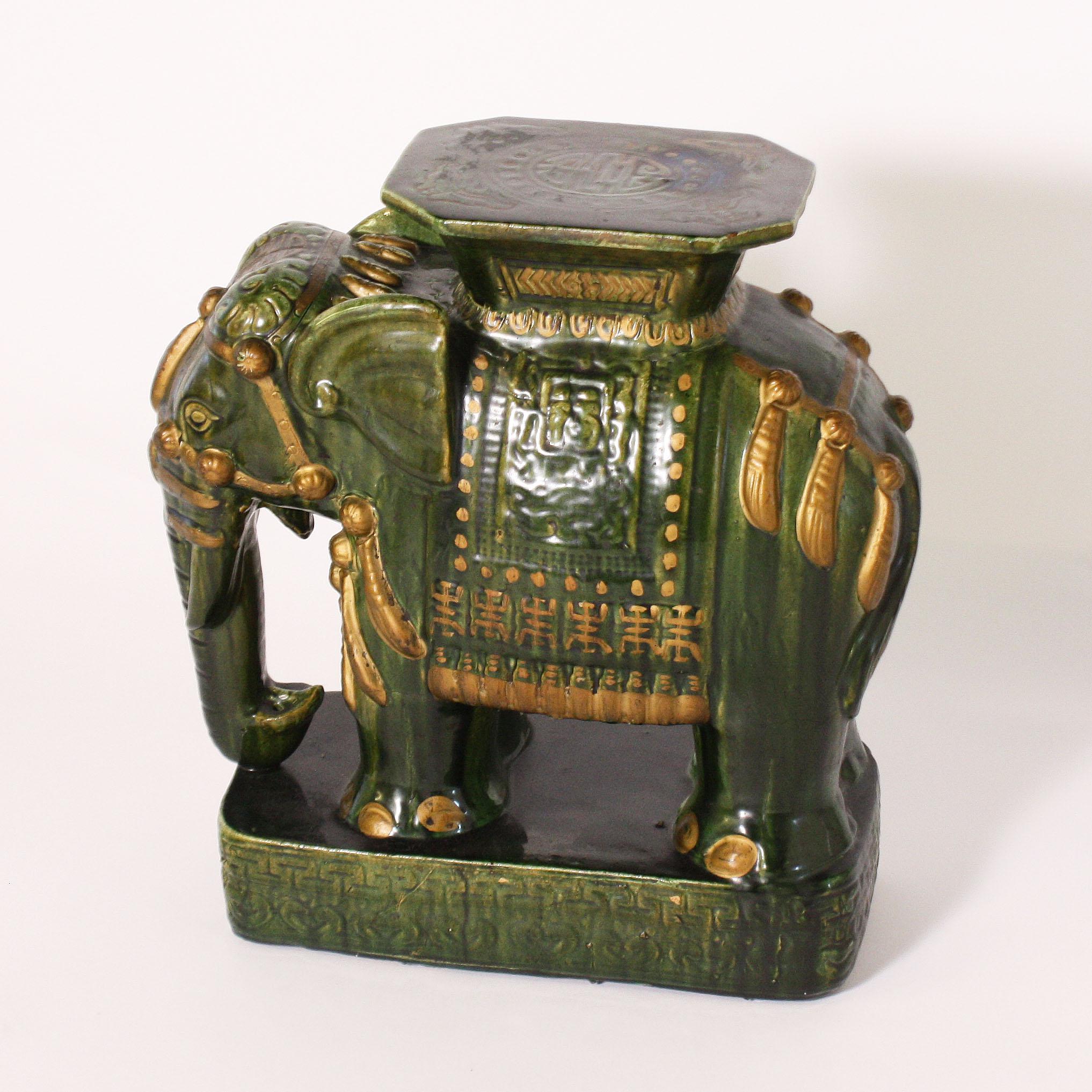 Mid-20th Century Chinese Parrot Green Elephant Garden Stool, circa 1960