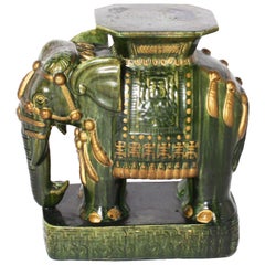 Chinese Parrot Green Elephant Garden Stool, circa 1960