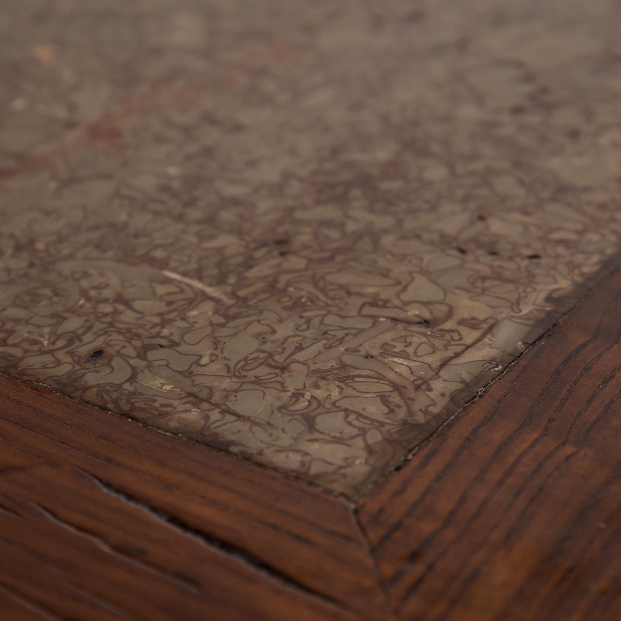 Stone Chinese Partner's Desk with Puddingstone Top, c. 1850