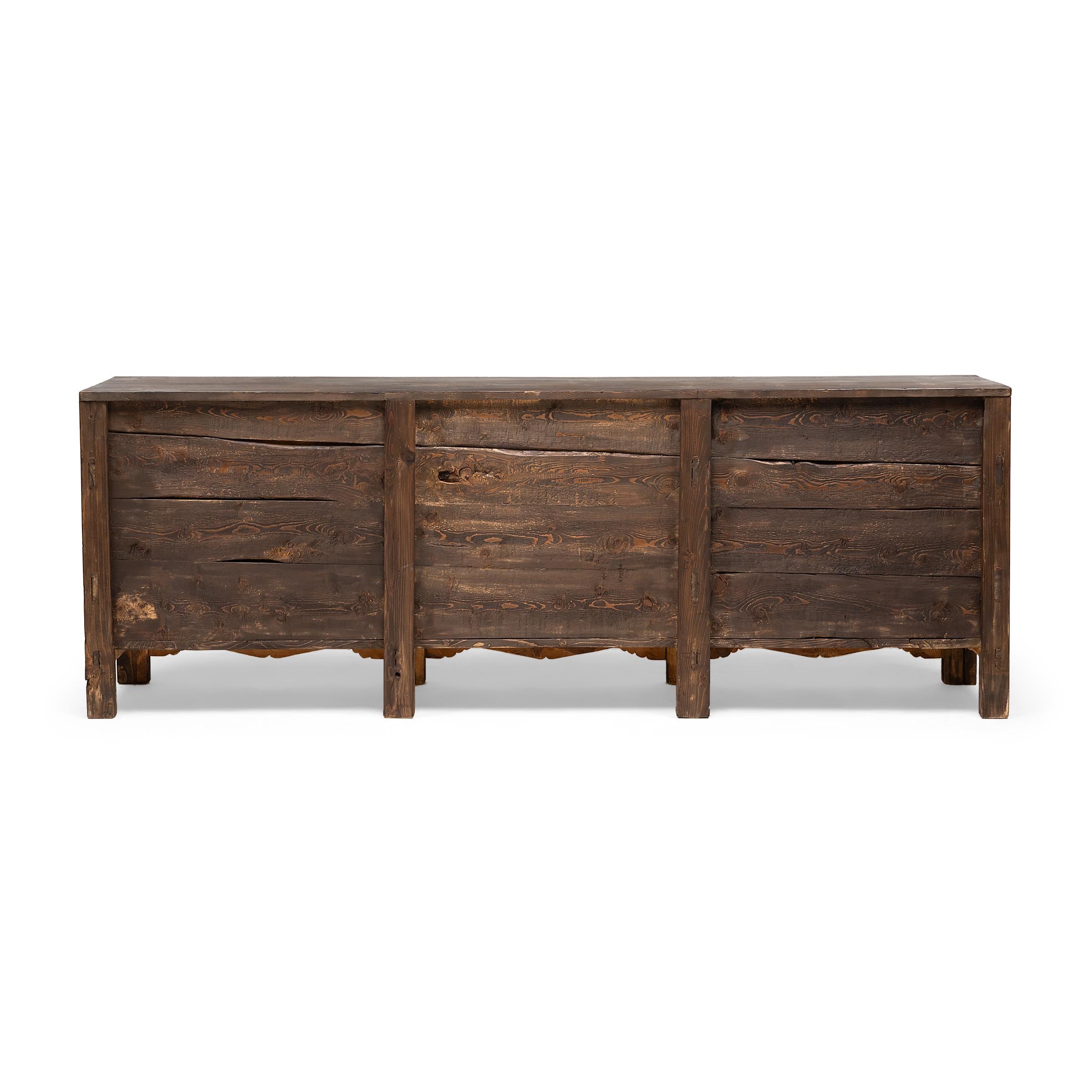 Pine Chinese Pasture Sideboard, c. 1900 For Sale