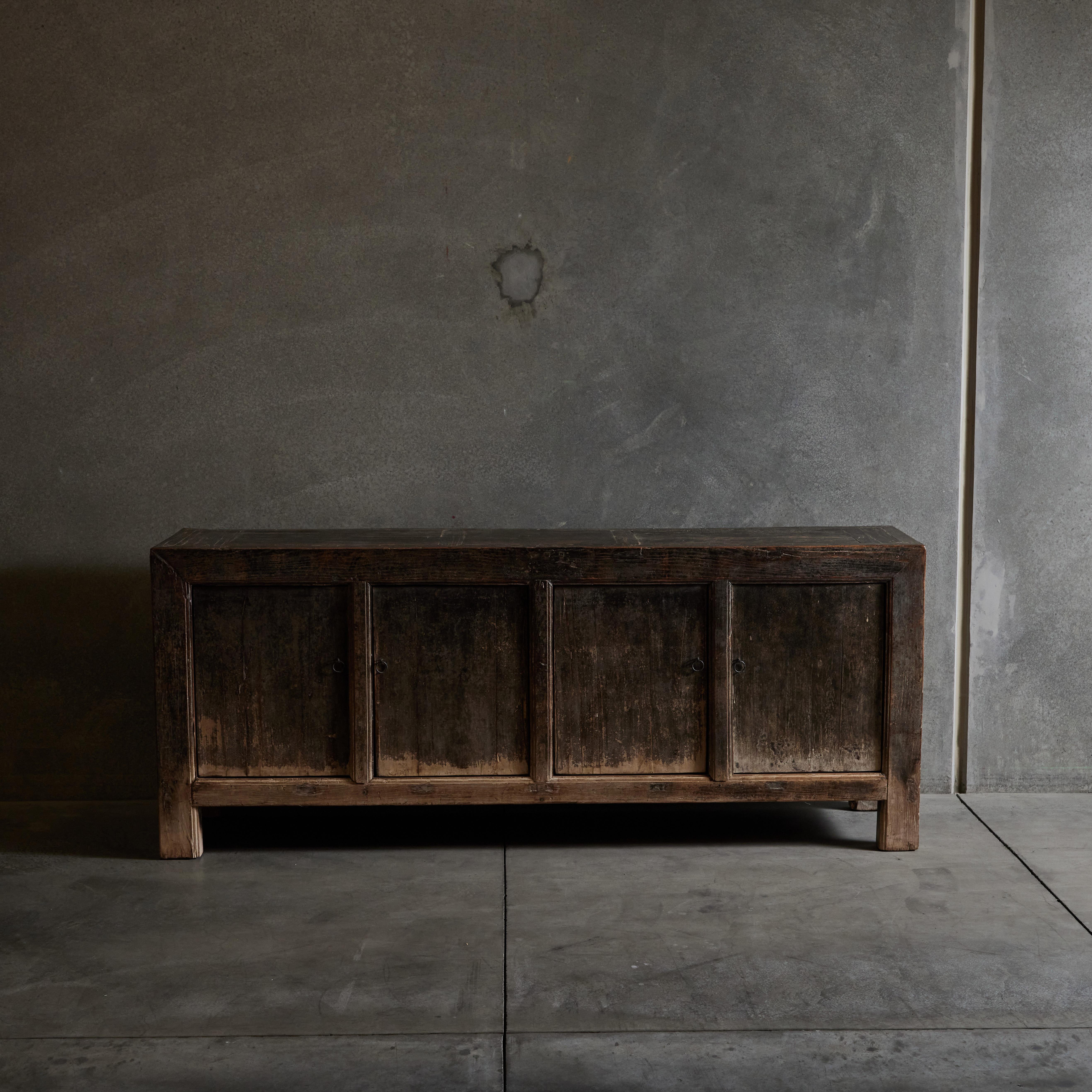 Patinated wood cabinet/credenza. Made in China, circa early 20th century.
