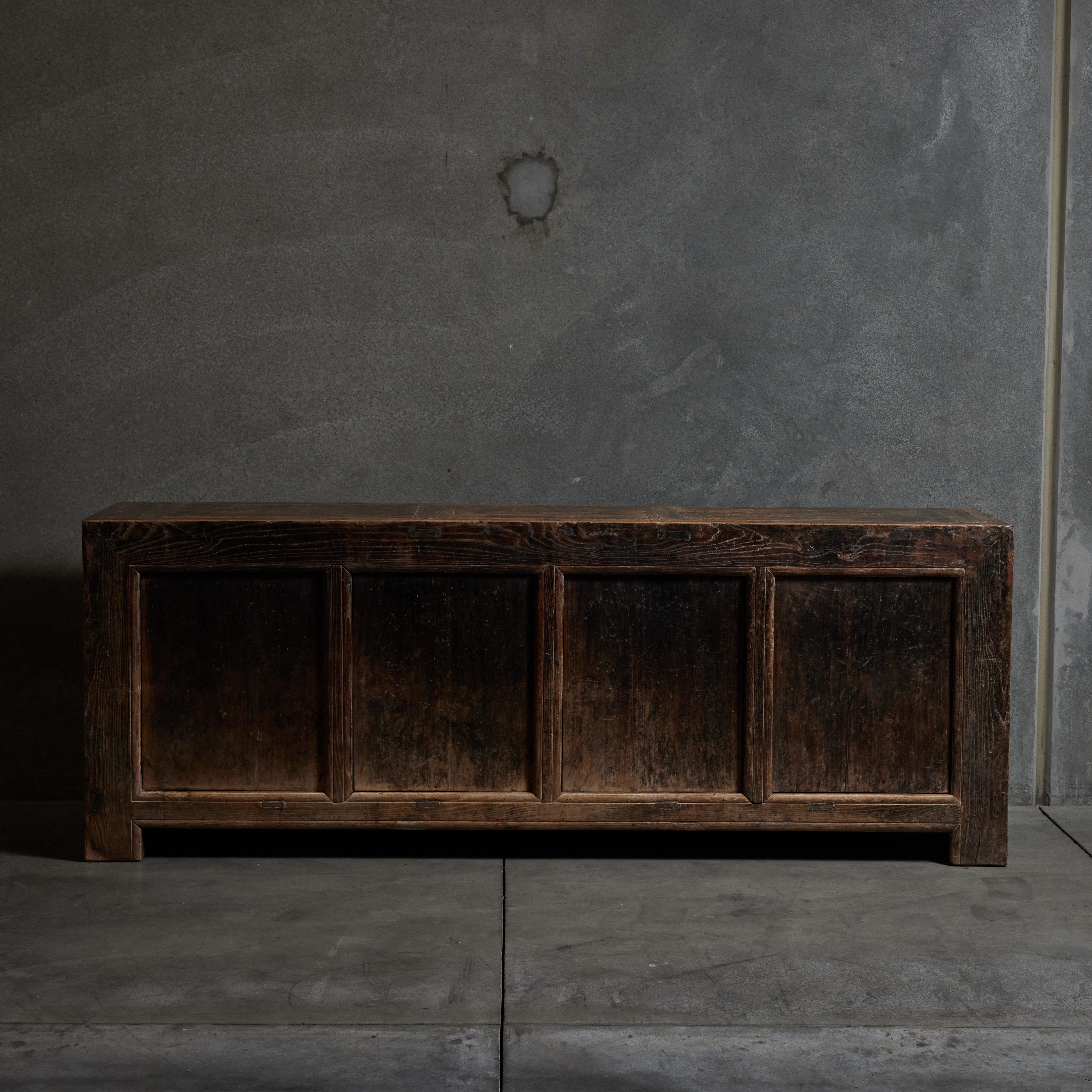 Patinated wood cabinet/credenza. Made in China, circa early 20th century.