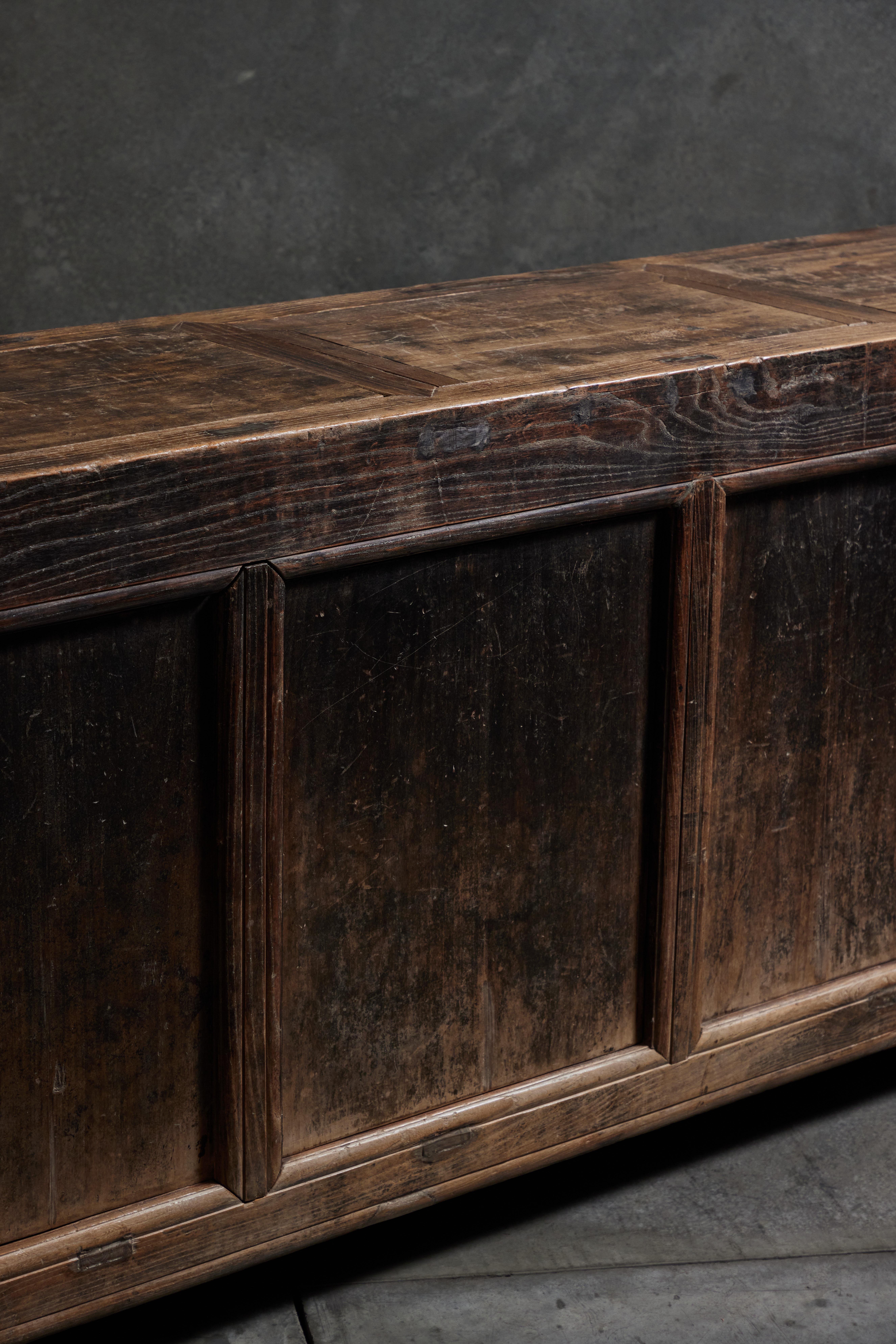 Chinese Patinated Wood Sideboard 3