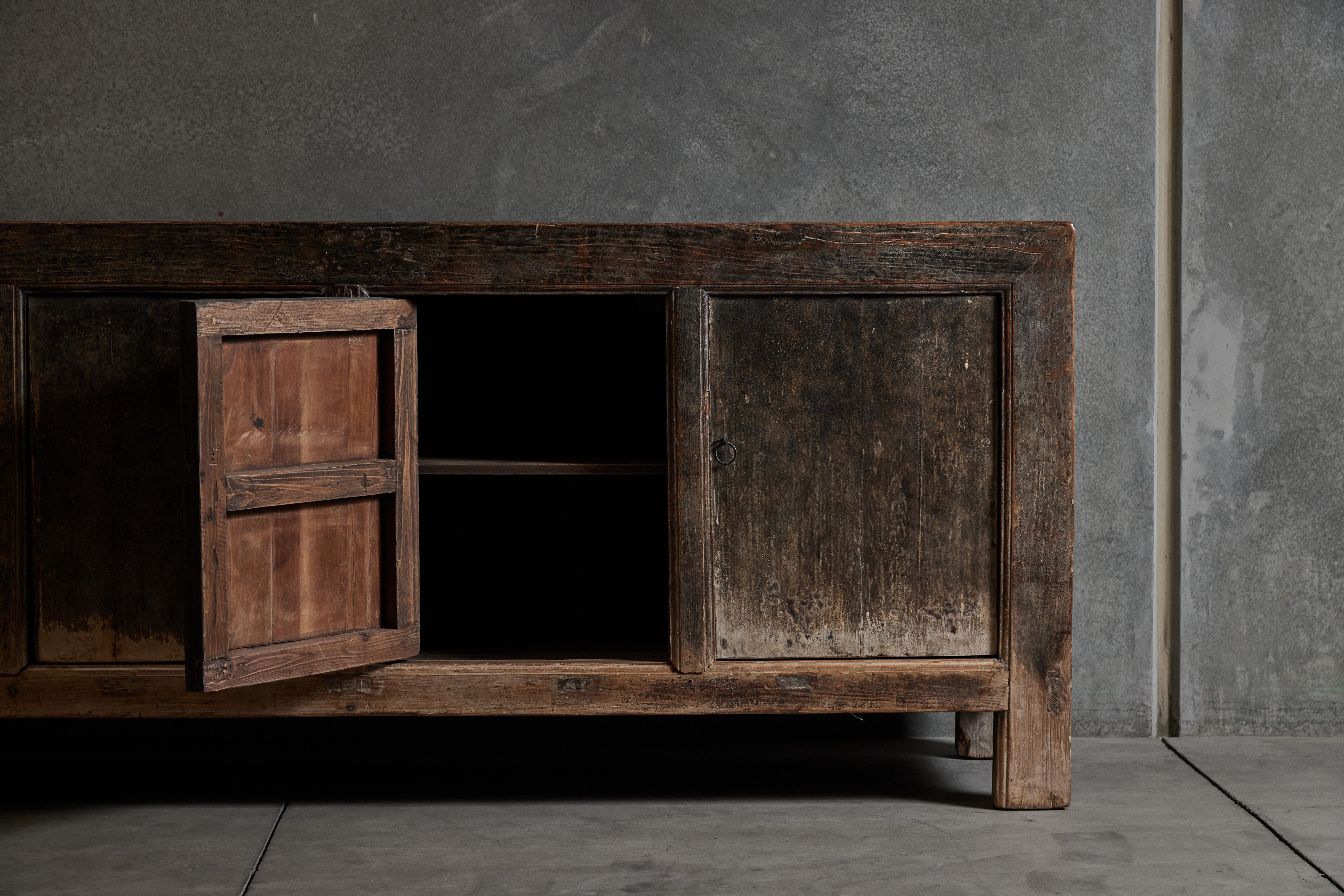 Chinese Patinated Wood Sideboard 4