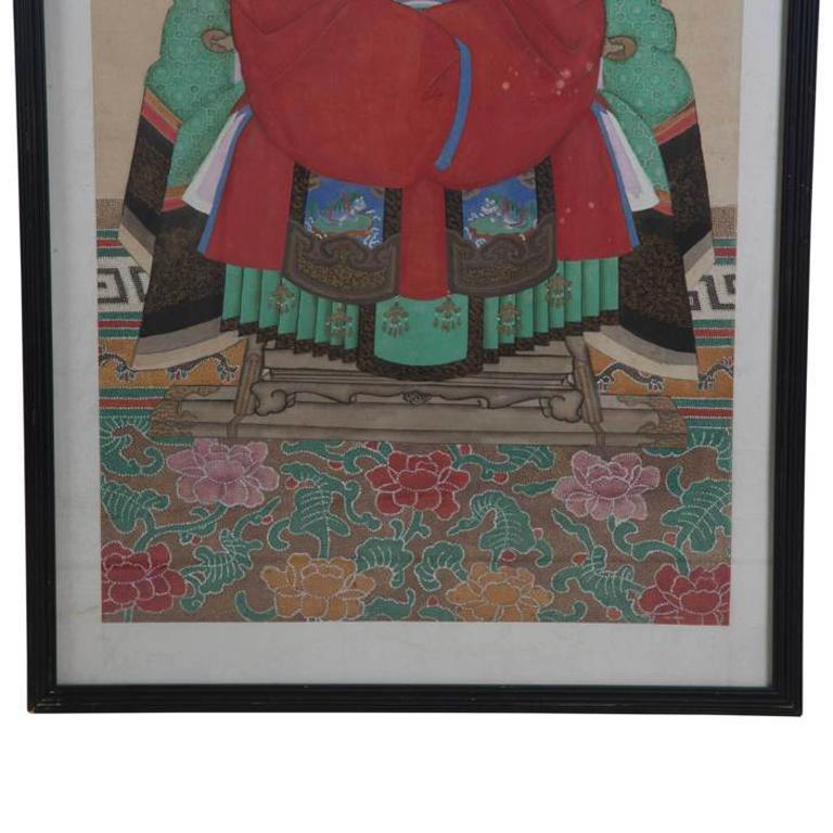 Chinese Patriarch Ancestral Painting on Linen or Silk In Good Condition For Sale In Tetbury, GB