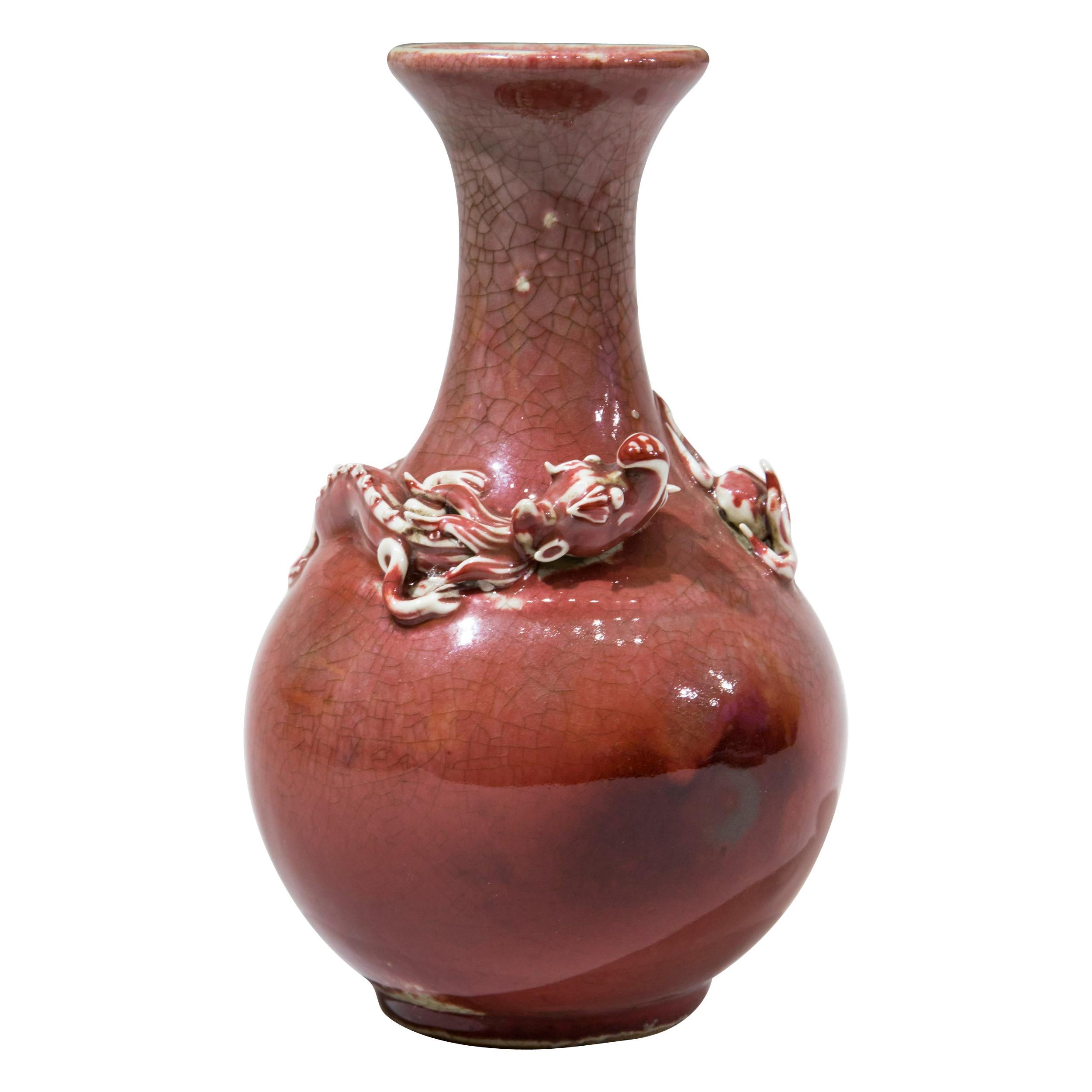 Chinese Peach Bloom Dragon Vase