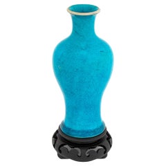 Chinese Peacock Blue Porcelain Meiping Vase