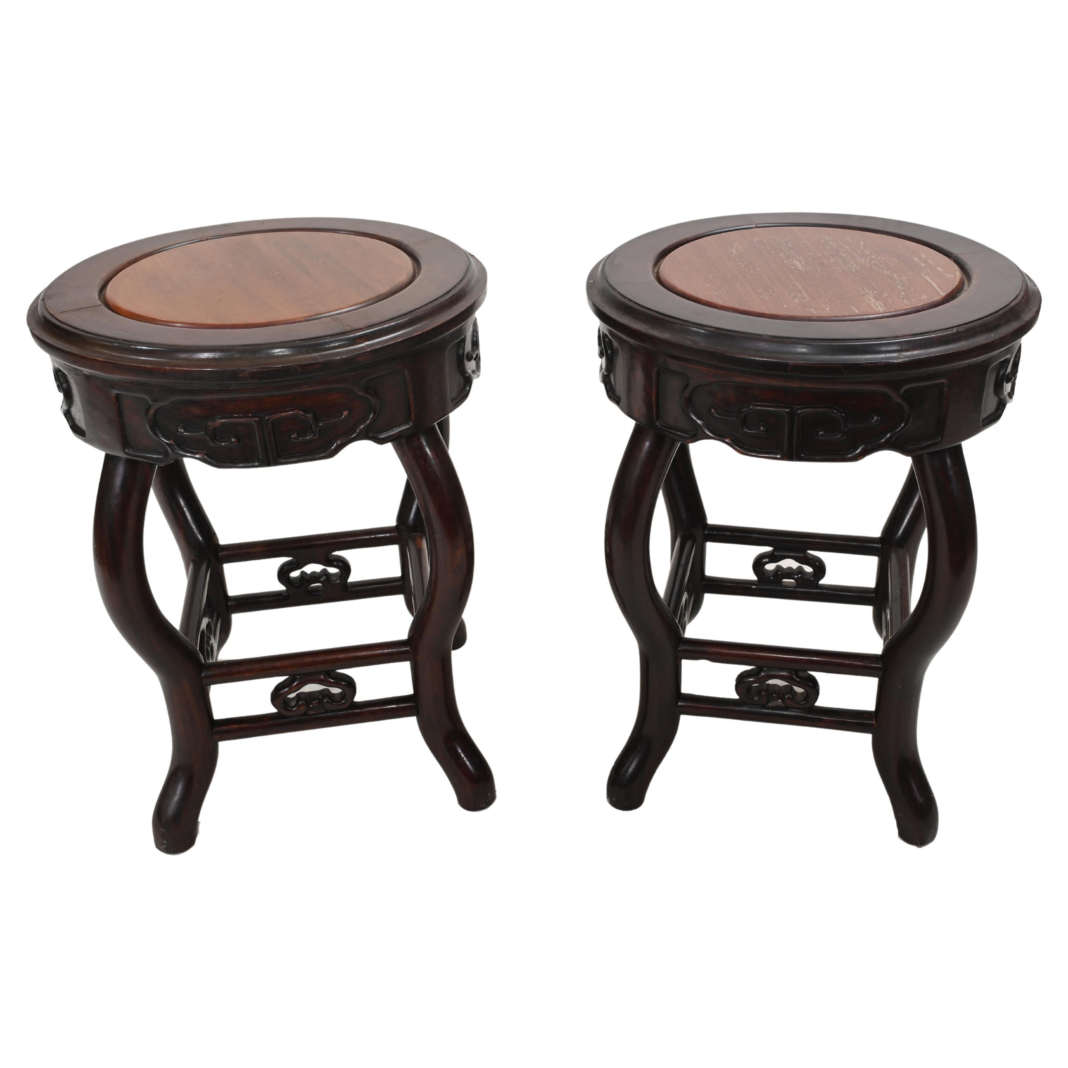 Chinese Pedestal Stands Harwood Antique Tables