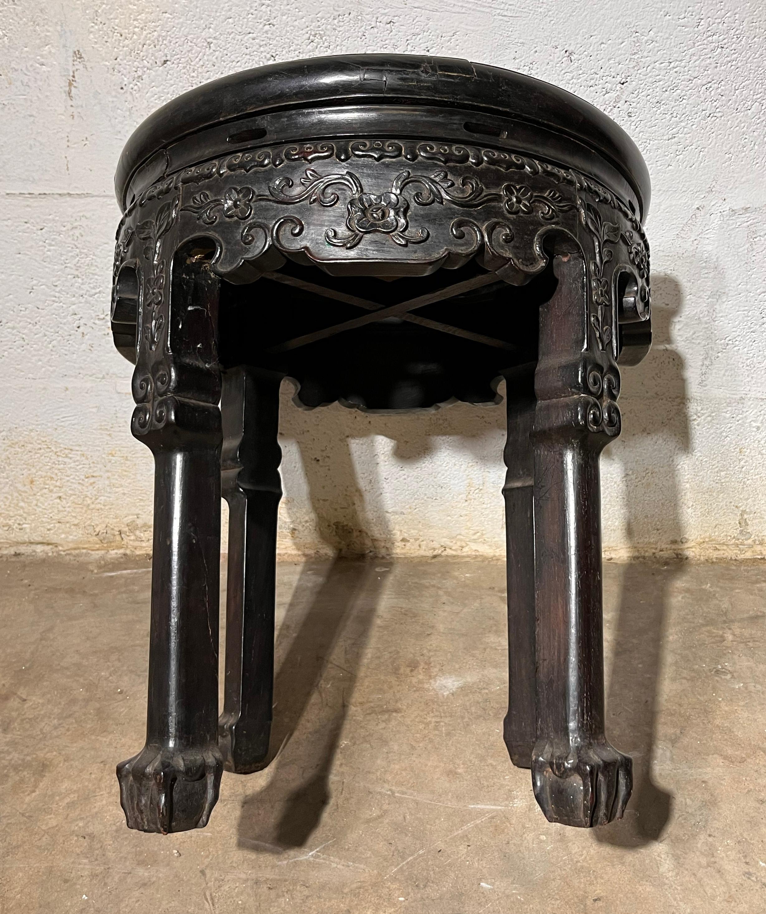 Asian Chinese Pedestal with Marble Top  For Sale