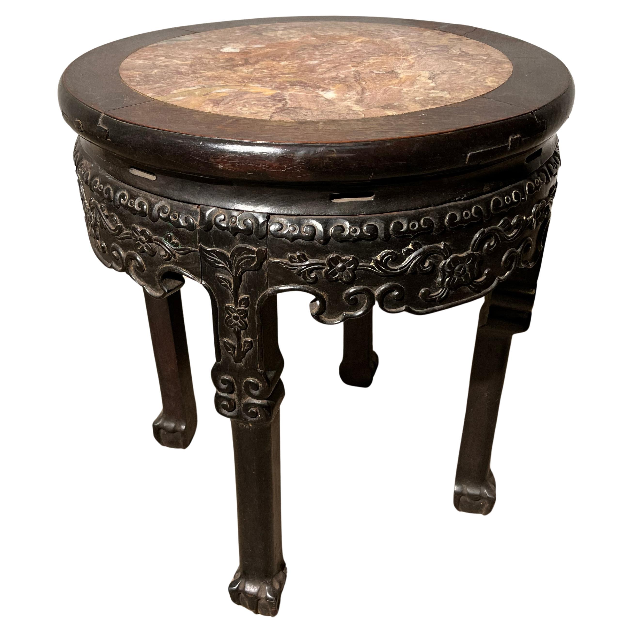 Chinese Pedestal with Marble Top  For Sale