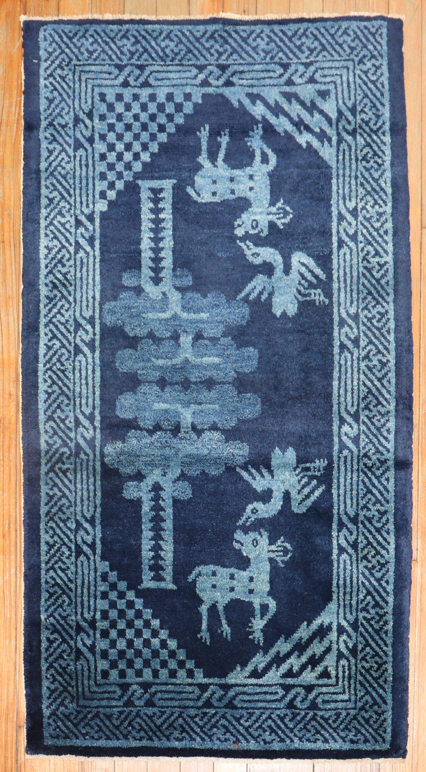 Tibetan Chinese Peking Animal Pictorial Carpet For Sale