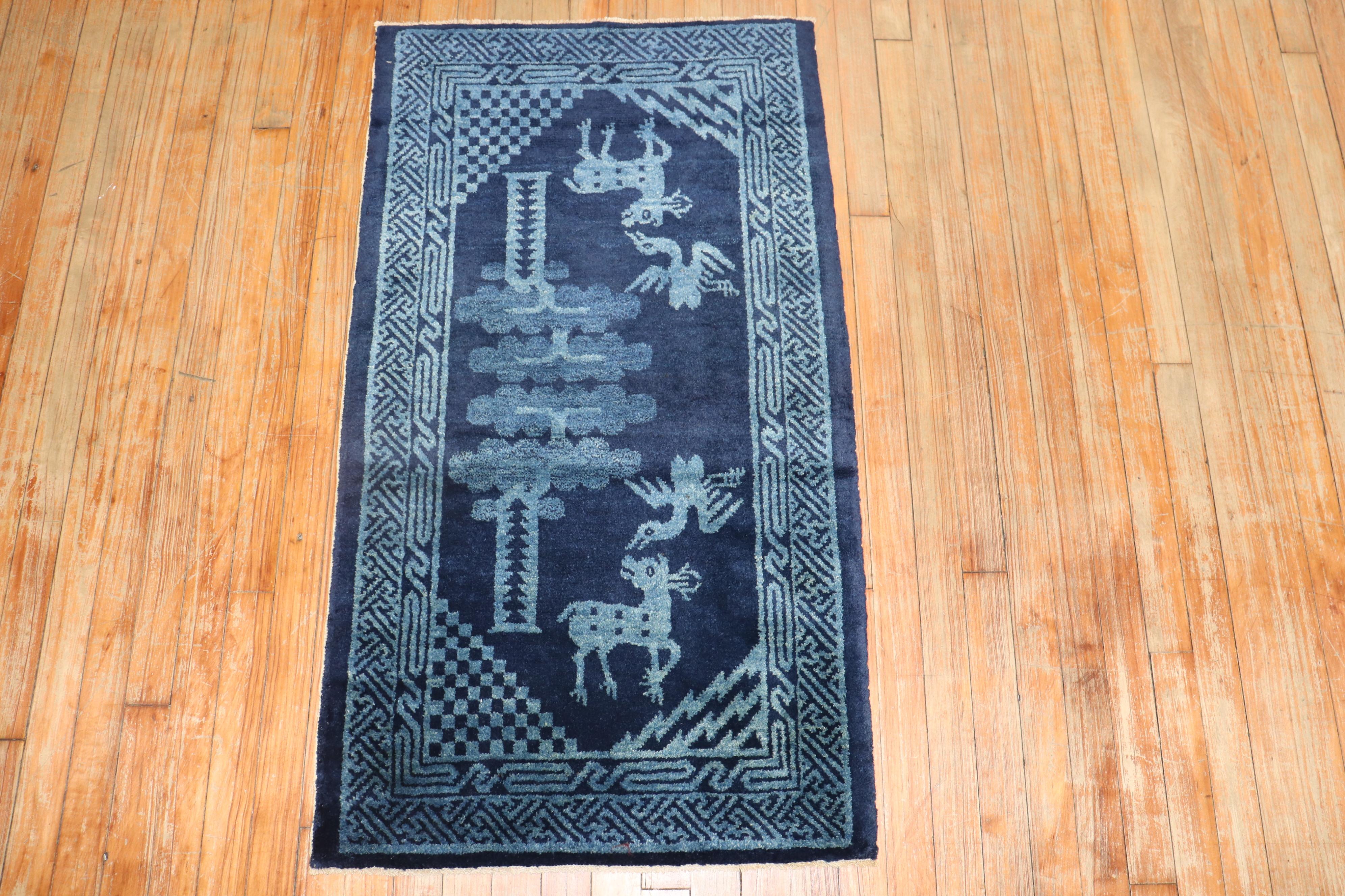 Hand-Woven Chinese Peking Animal Pictorial Carpet For Sale