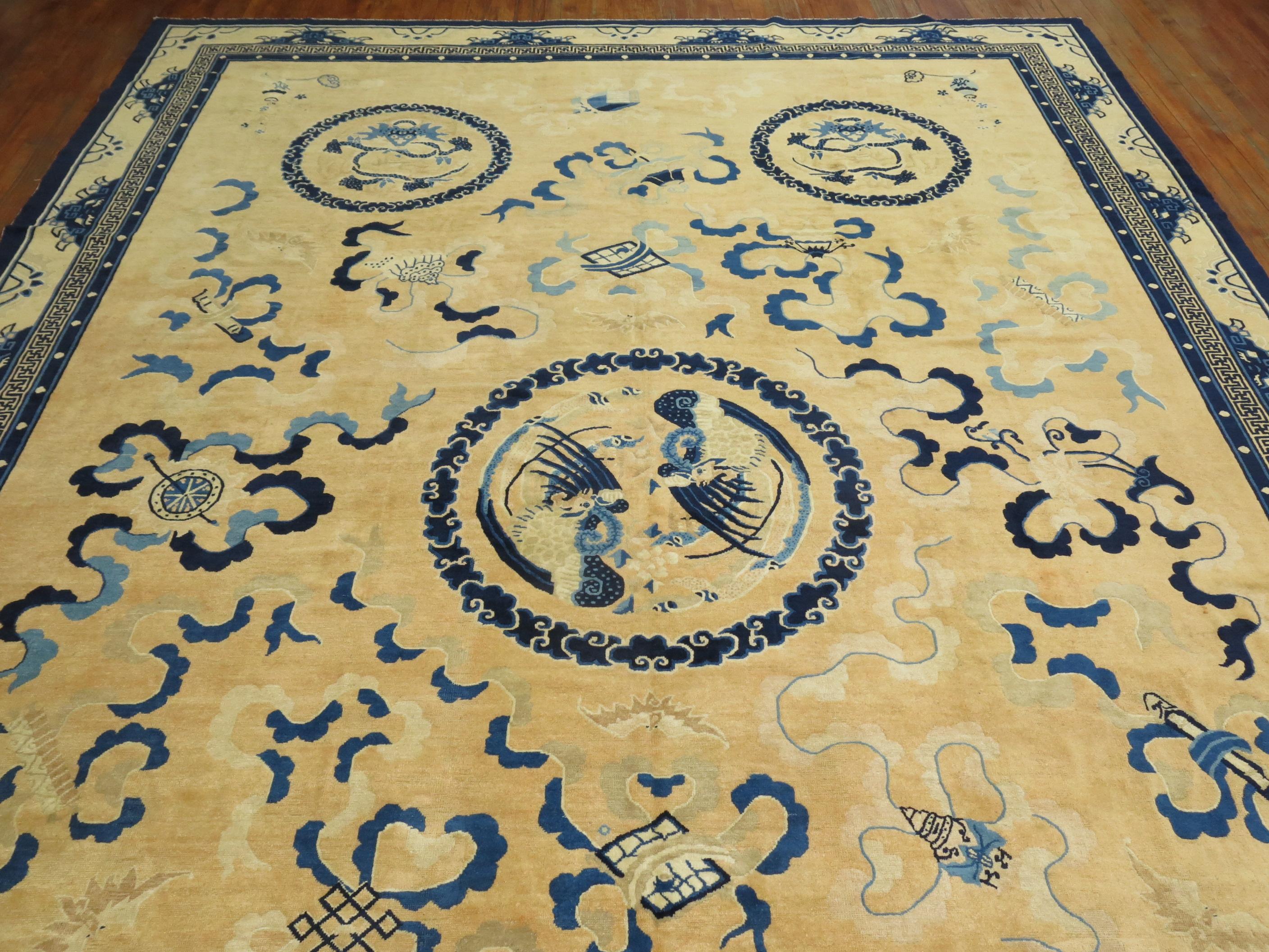 Large Antique Chinese Dragon Rug For Sale 9