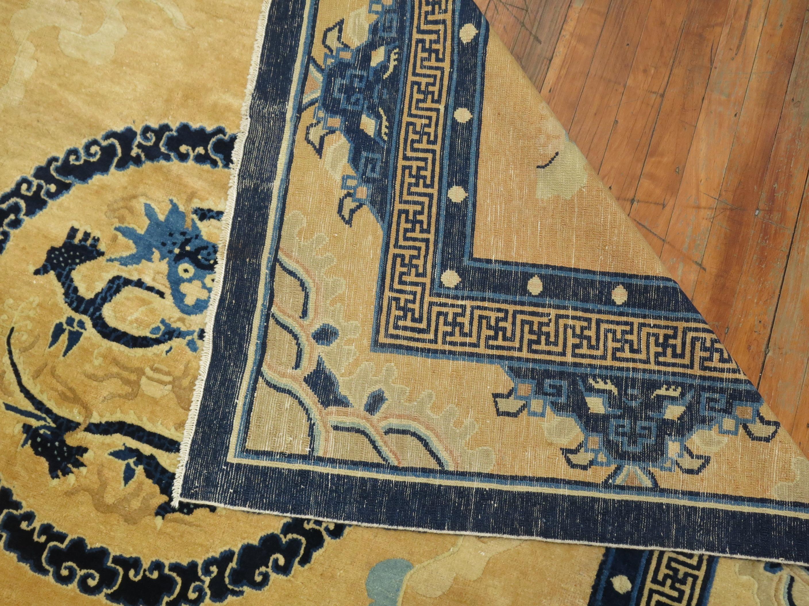 Large Antique Chinese Dragon Rug For Sale 10