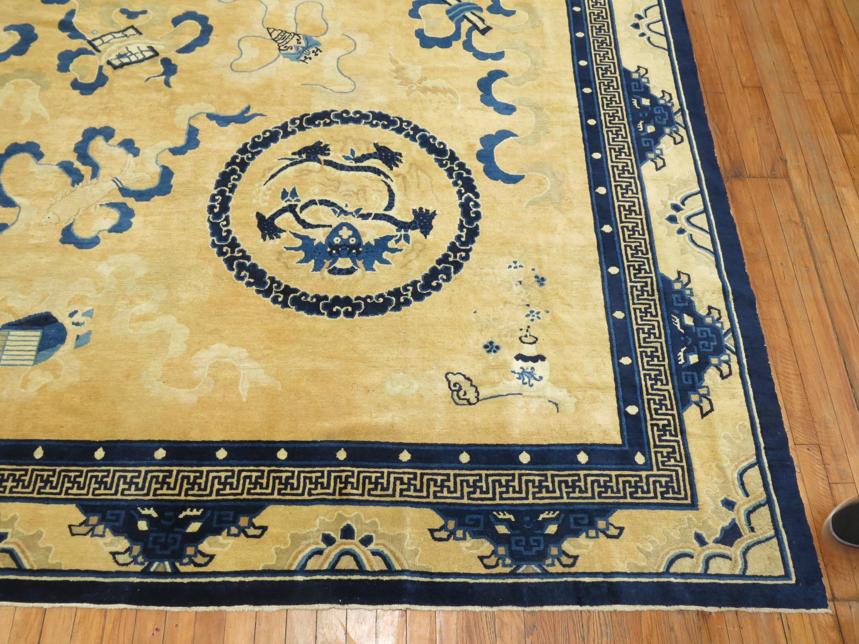 Large Antique Chinese Dragon Rug For Sale 2