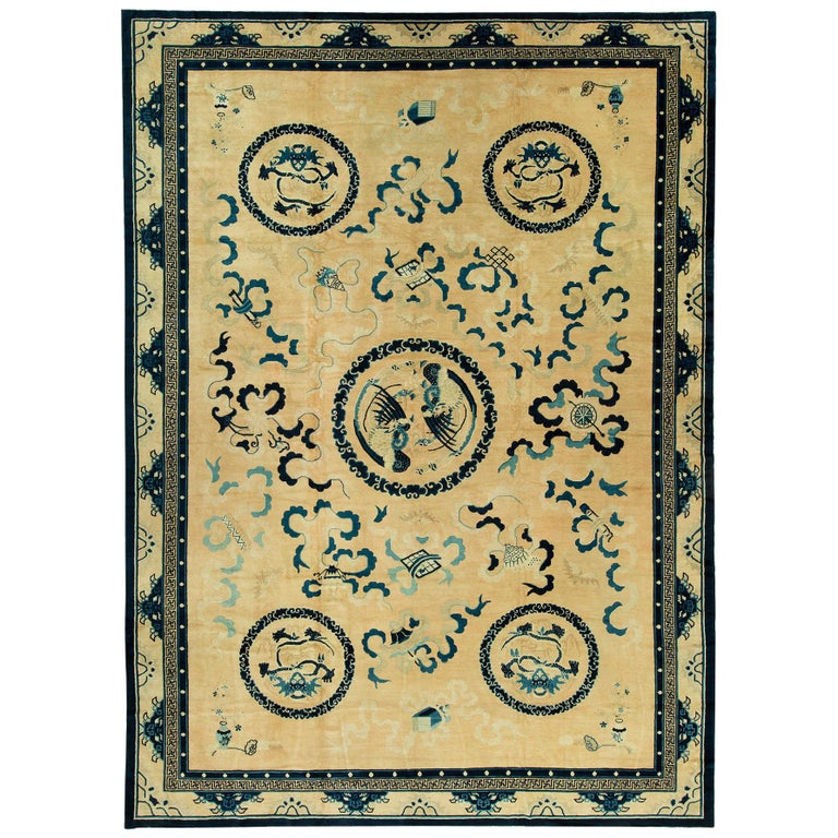 Large Antique Chinese Dragon Rug For Sale at 1stDibs