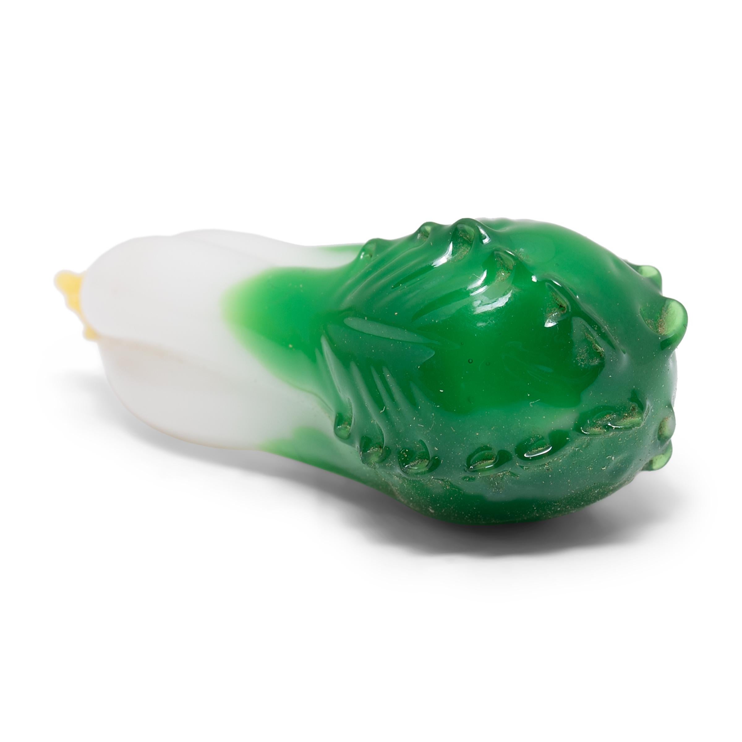 Chinese Peking Glass Bok Choy Charm, c. 1920 In Good Condition For Sale In Chicago, IL