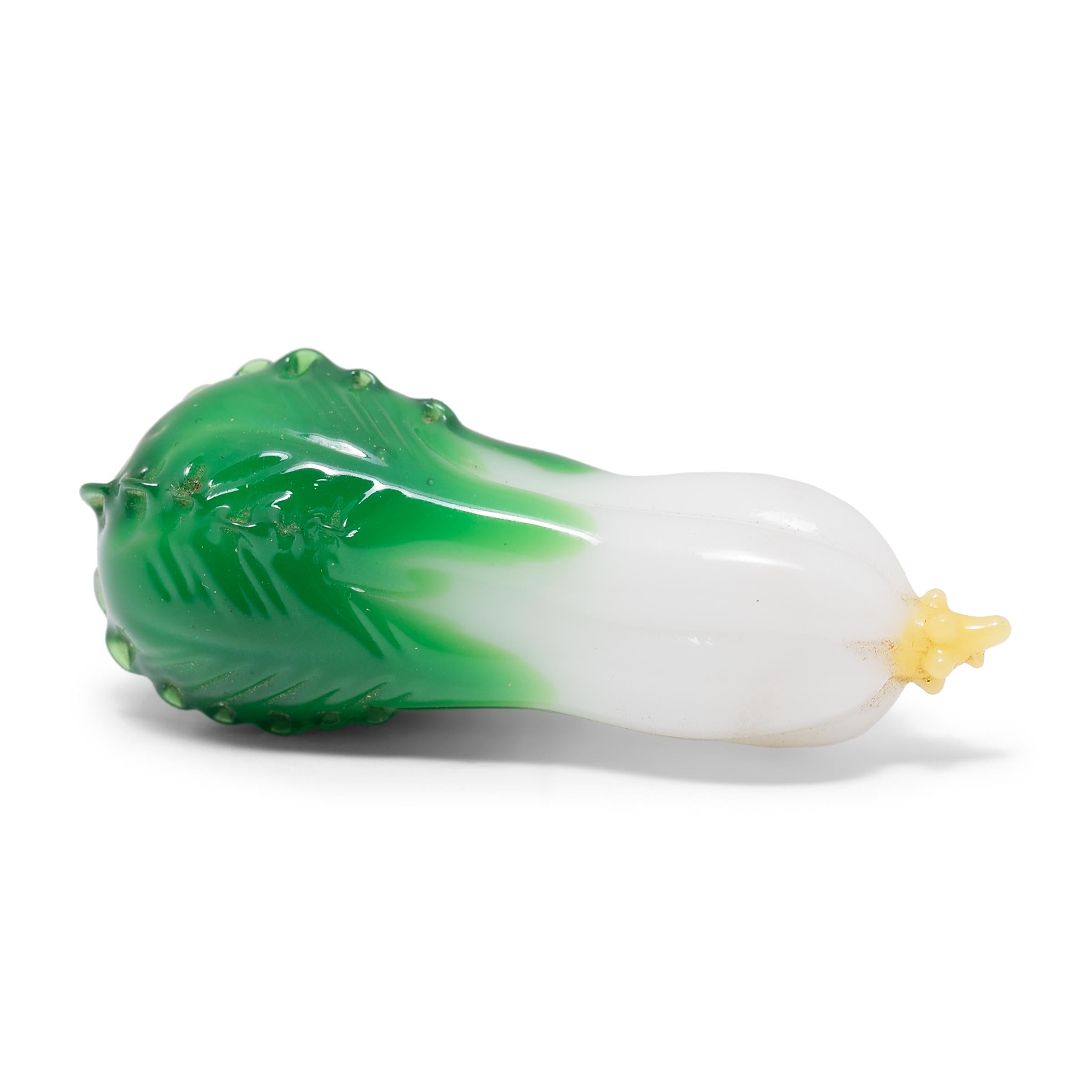 20th Century Chinese Peking Glass Bok Choy Charm, c. 1920 For Sale