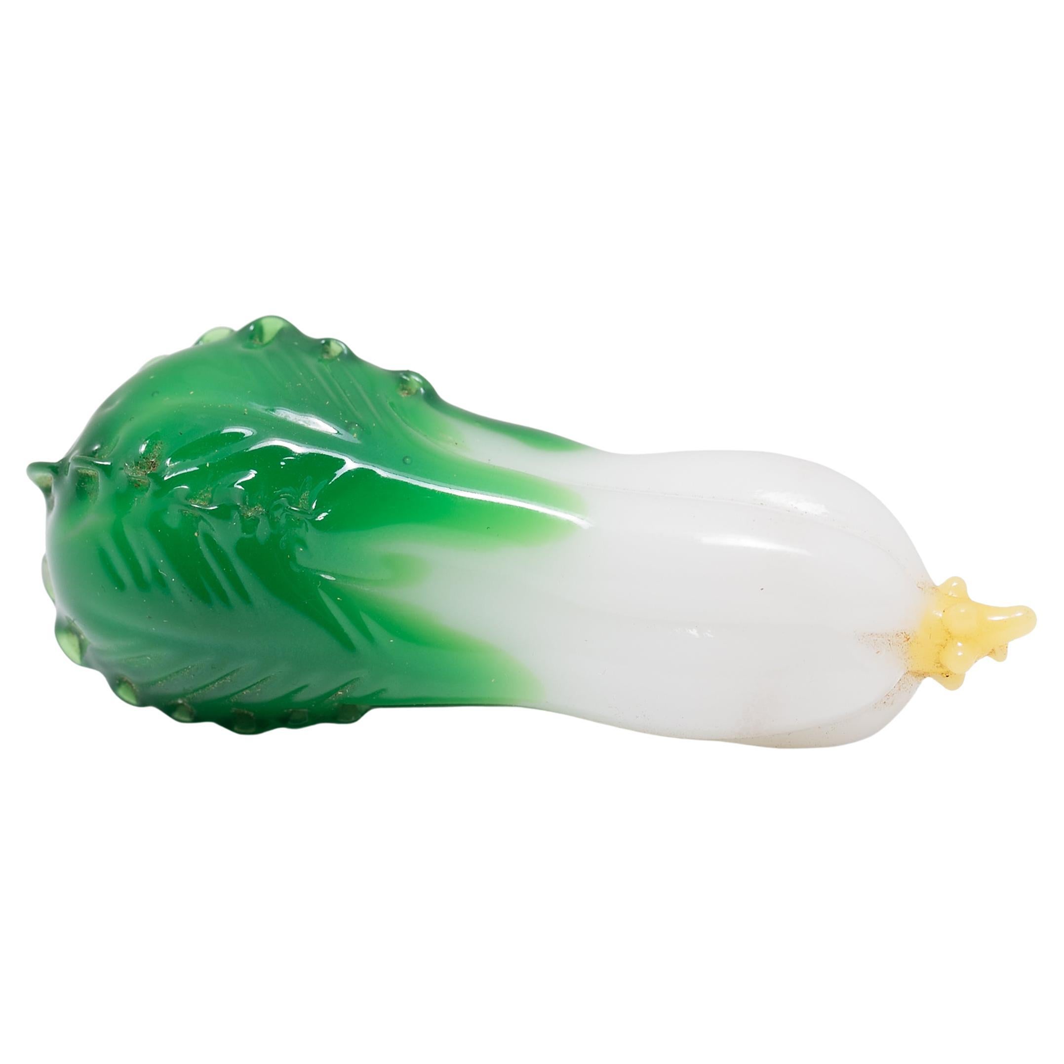 Chinese Peking Glass Bok Choy Charm, c. 1920 For Sale
