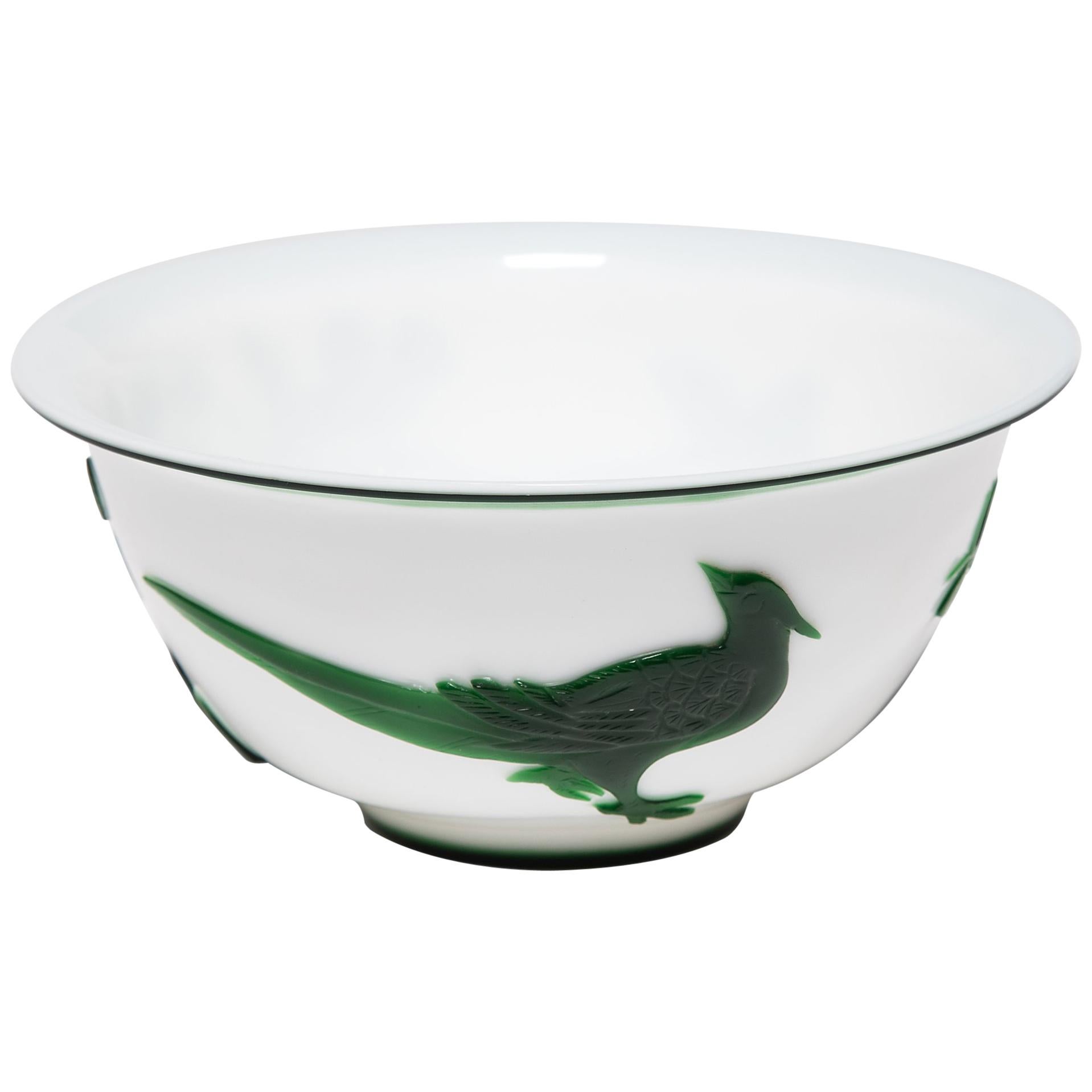 Chinese Peking Glass Pheasant Bowl