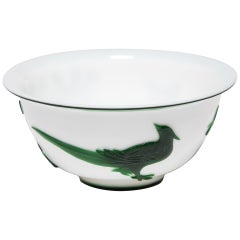 Antique Chinese Peking Glass Pheasant Bowl