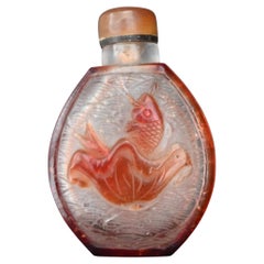 Chinese Peking Glass Snuff Bottle – Fish and Lotus – ca. 1890–1920