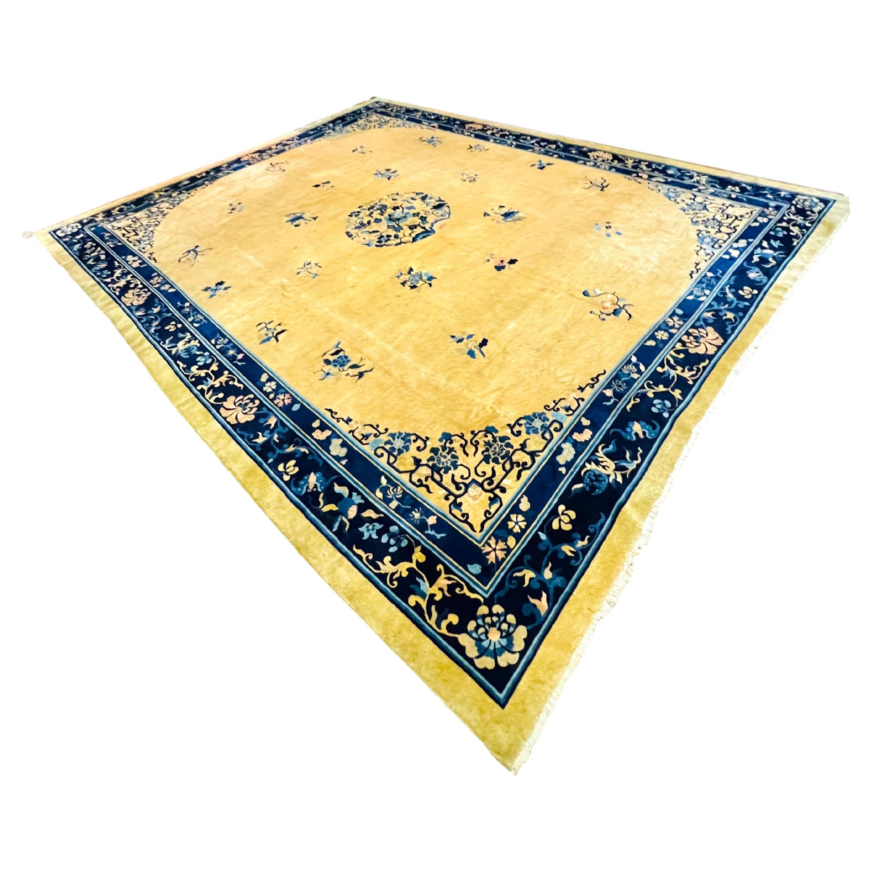 Chinese Peking Hand Knotted Rug For Sale