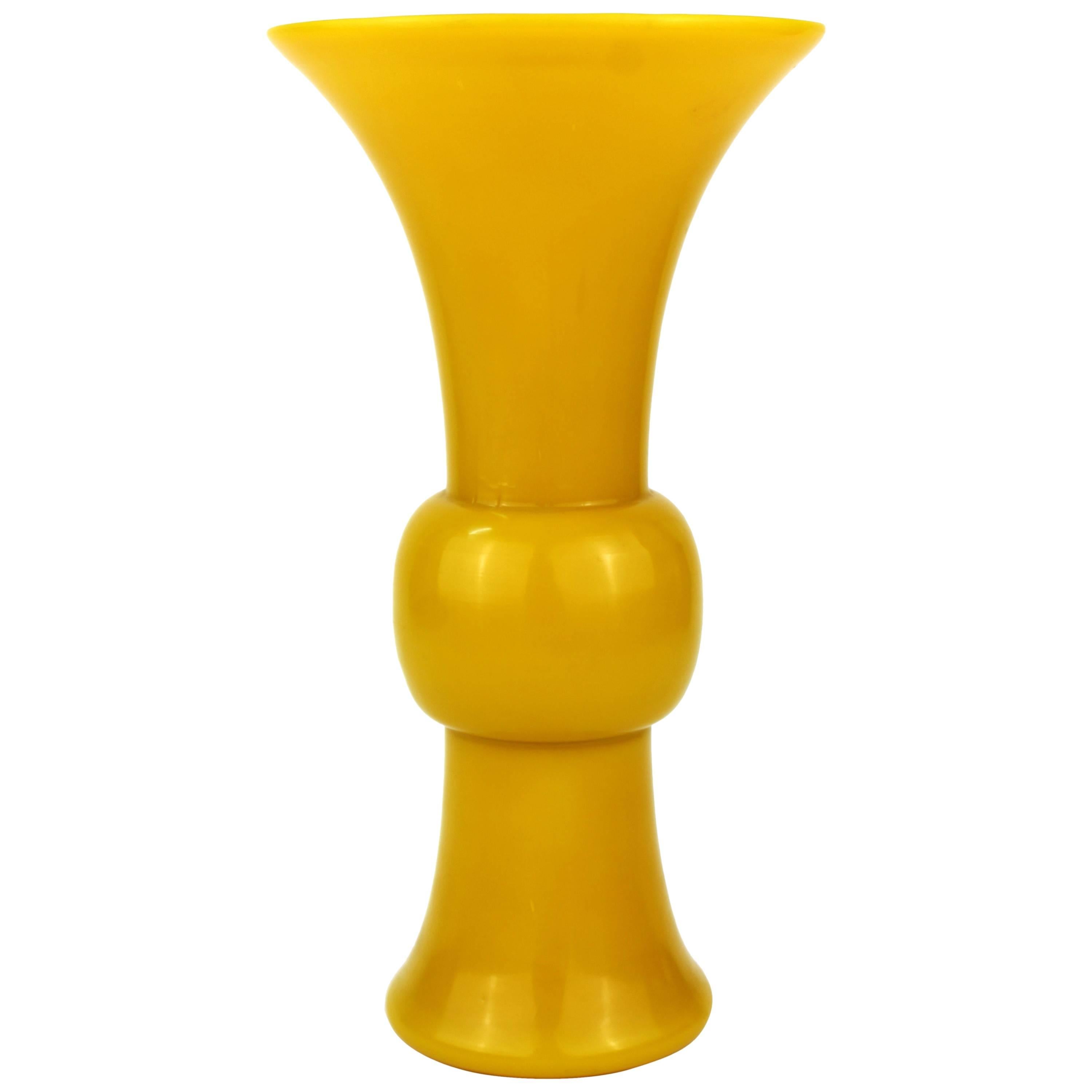 Chinese Peking Imperial Yellow Glass Vase For Sale