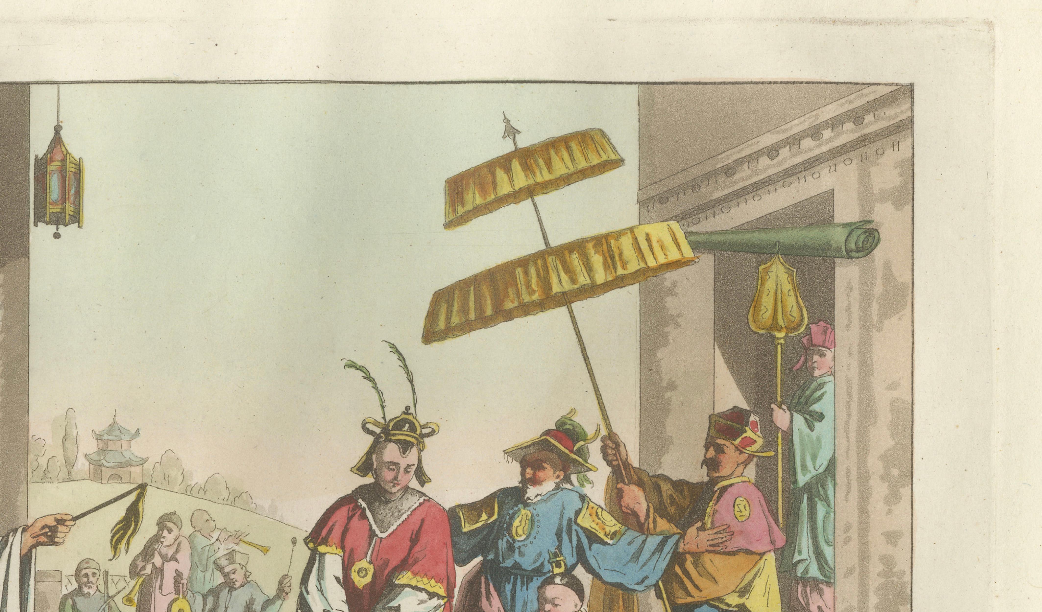 Chinese Peking Opera Scene – Ferrario Costume Print, Hand-Colored c.1815