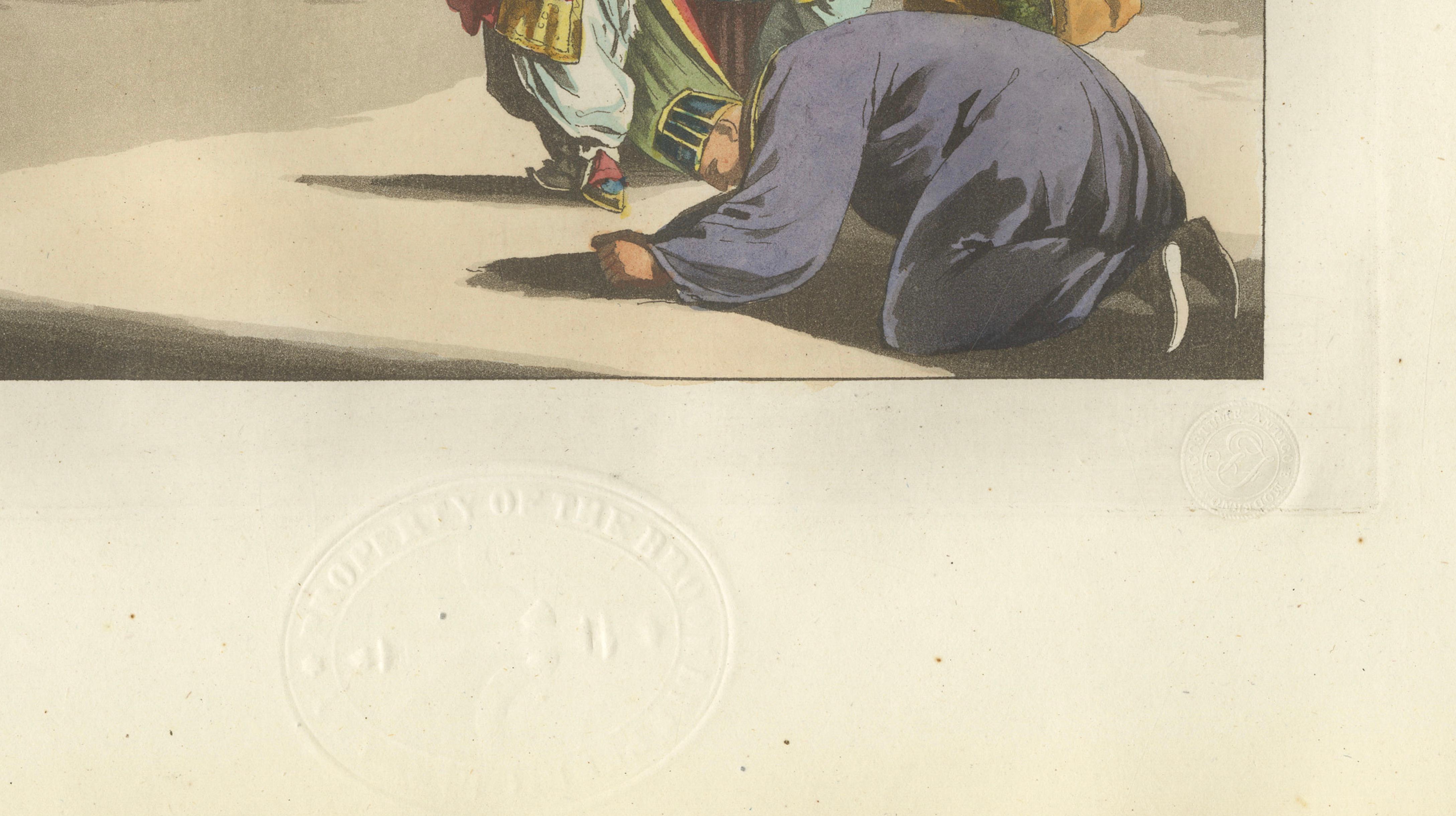 Chinese Peking Opera Scene – Ferrario Costume Print, Hand-Colored c.1815