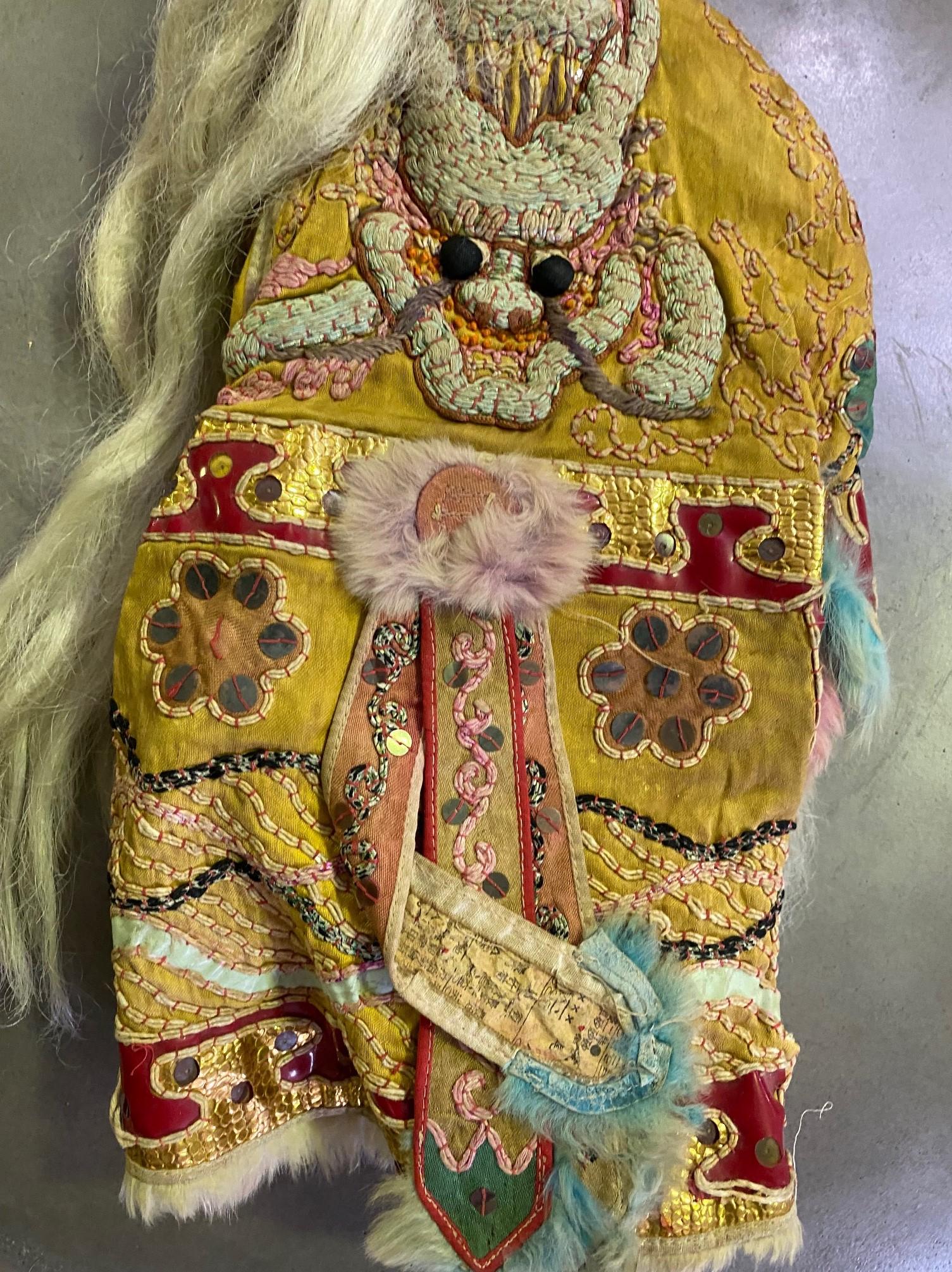 Qing Chinese Peking Opera Theatre Puppet Marionette Doll with Dragon Robe Early 1900s For Sale