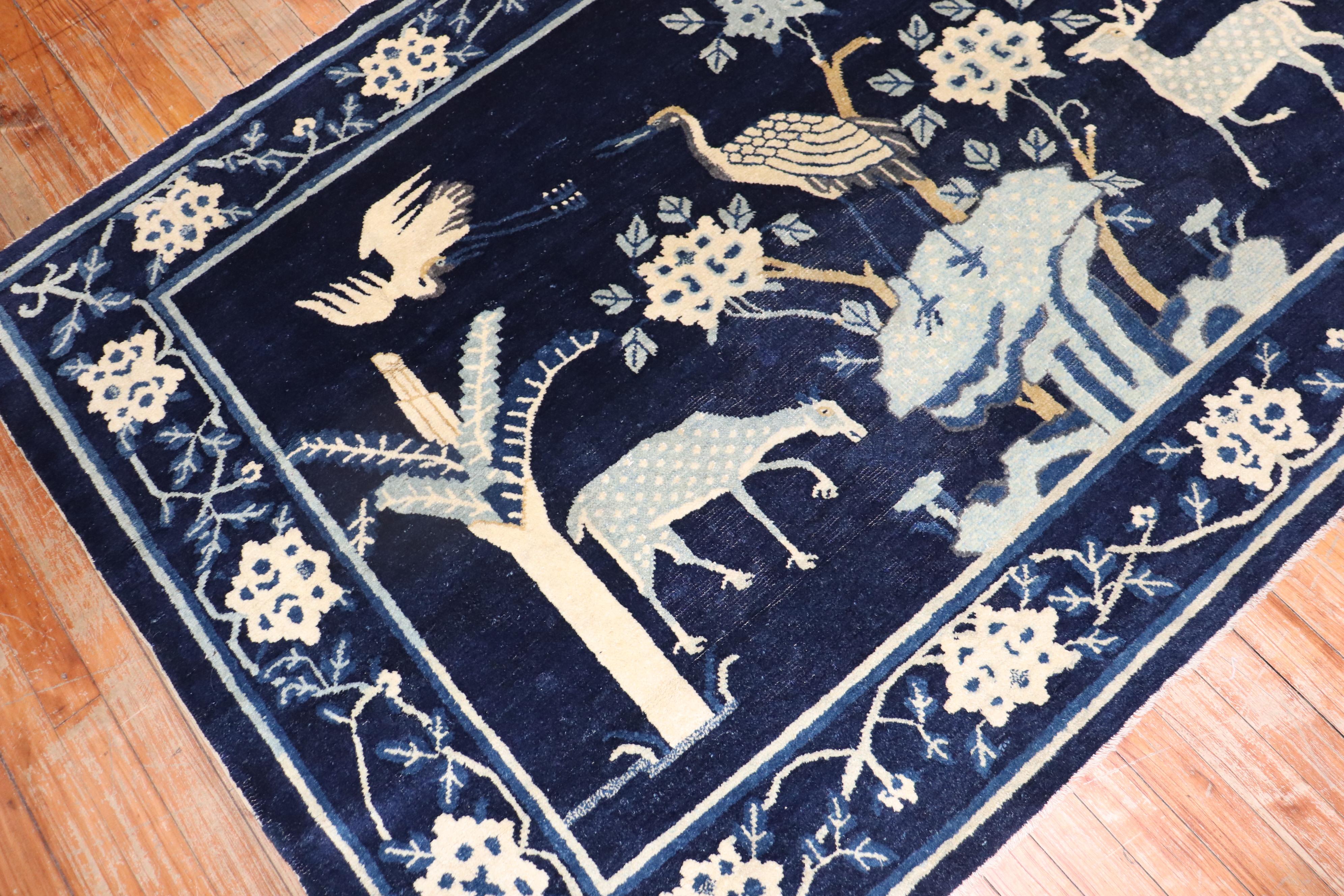 Folk Art Chinese Peking Pictorial Rug For Sale