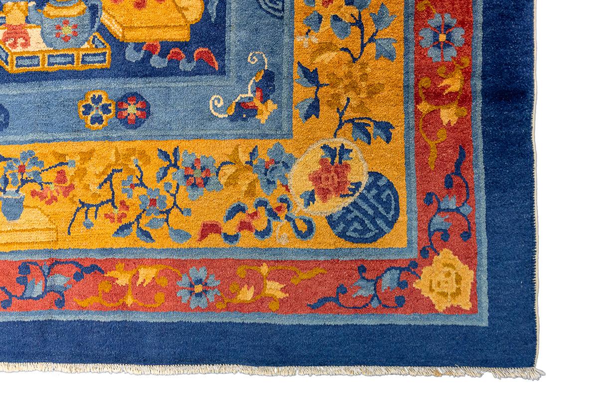 20th Century Chinese Peking Rug Blue For Sale
