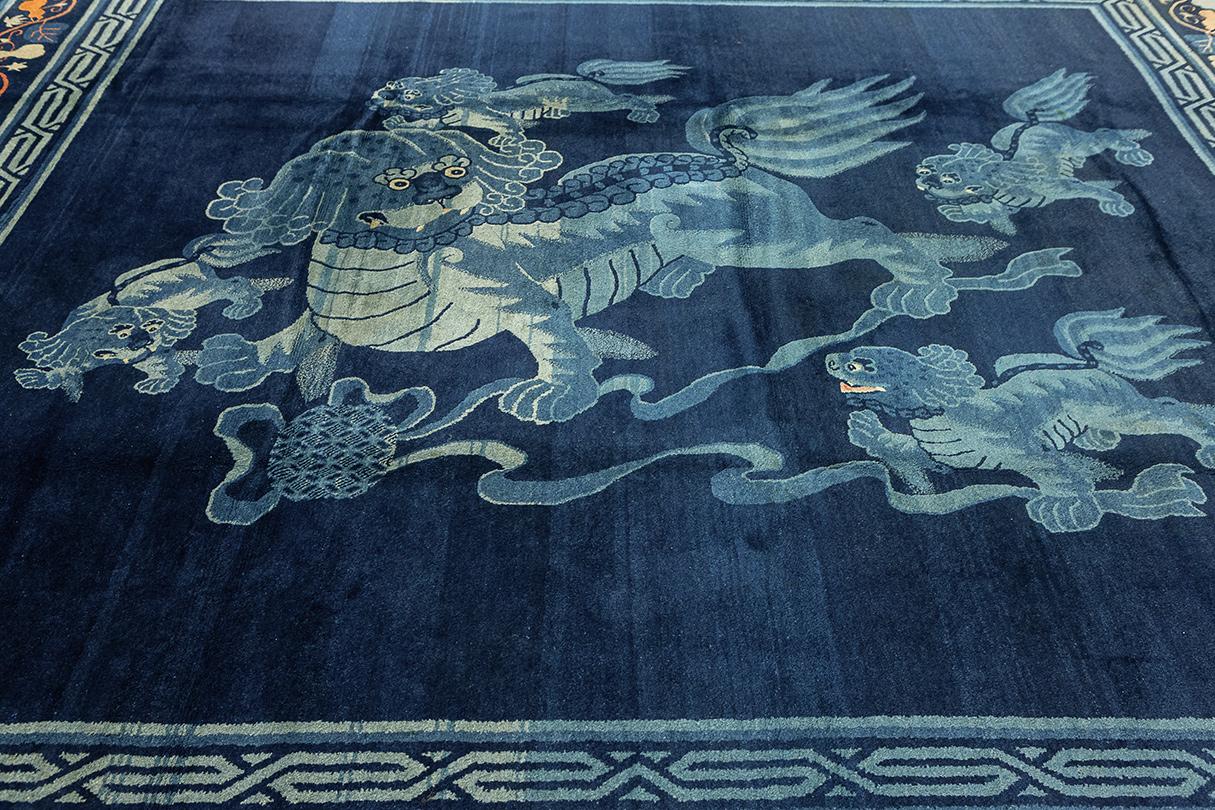 Chinois Tapis pékinois chinois motif chien Foo en vente