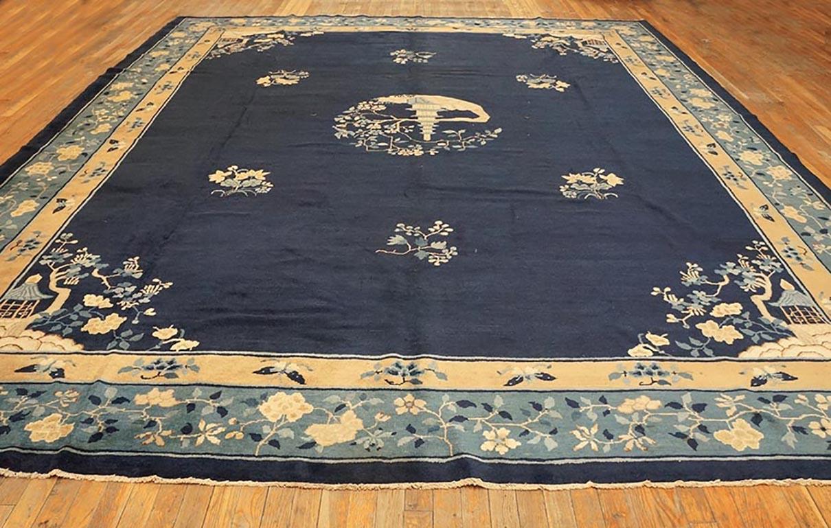 Antique Chinese - Peking rug navy background. Measures: 11'0