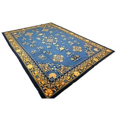 Chinese Peking Wool 8x11 Blue, Gold & Ivory Handmade Area