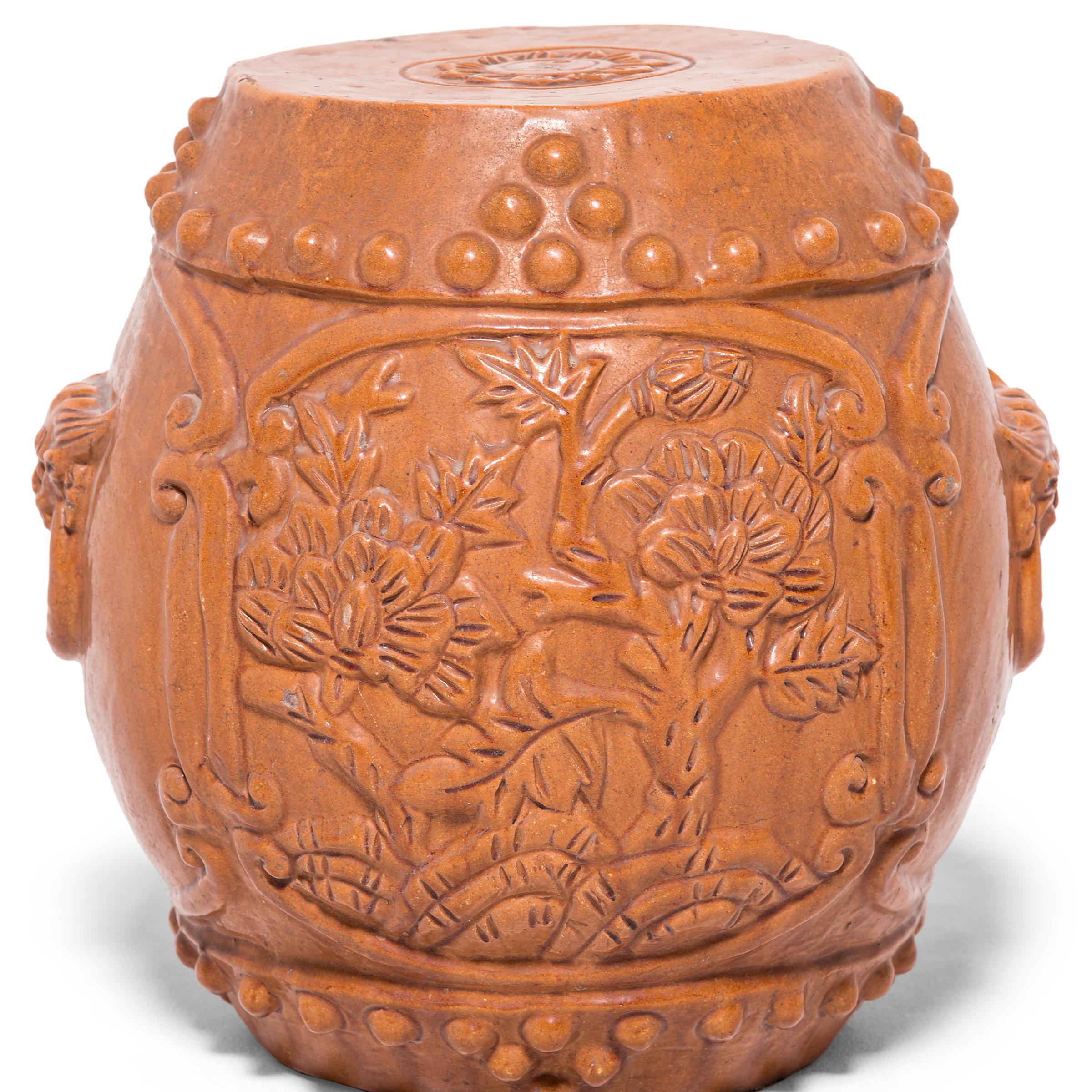Ceramic Chinese Peony and Lotus Garden Seat