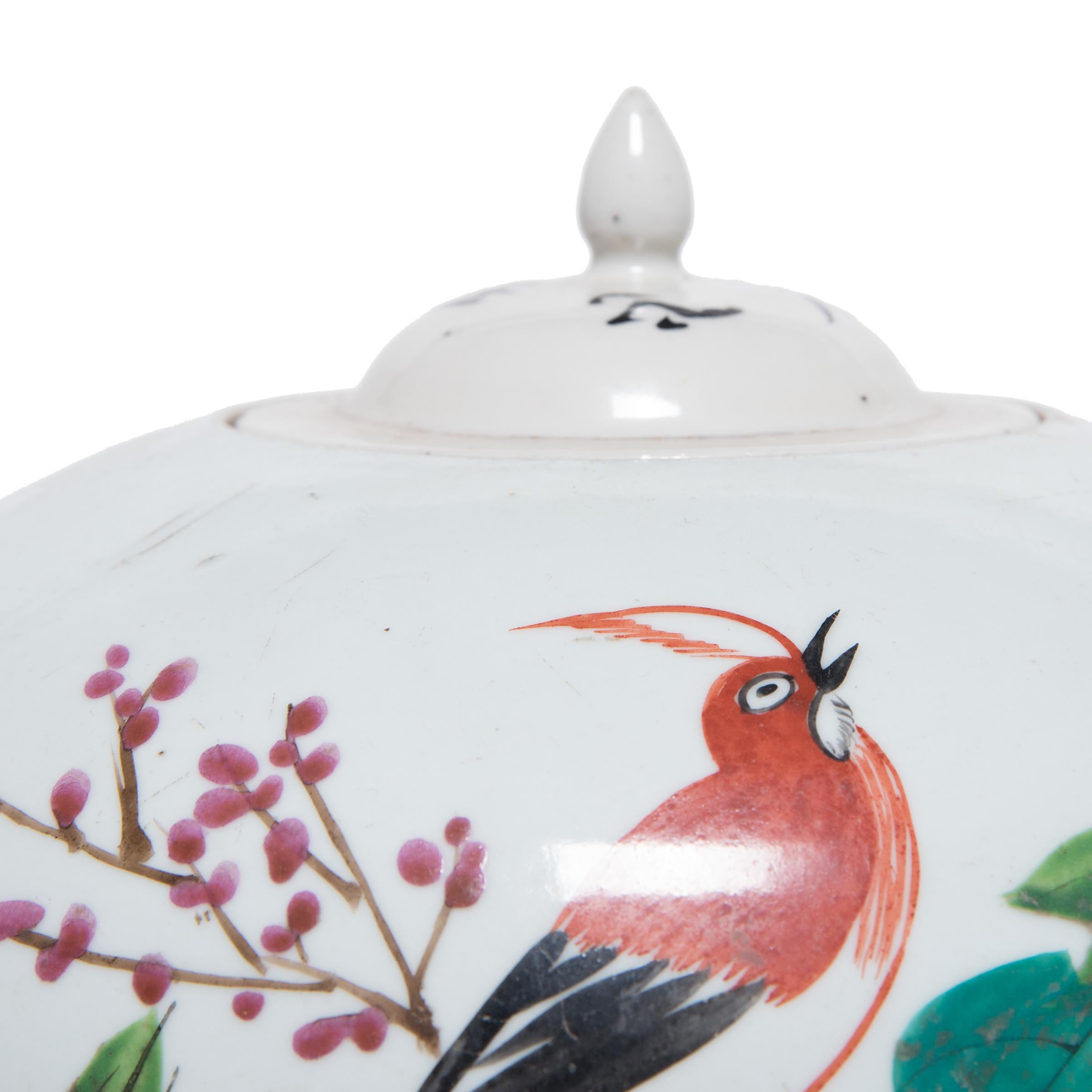 Porcelain Chinese Peony Ginger Jar, c. 1900
