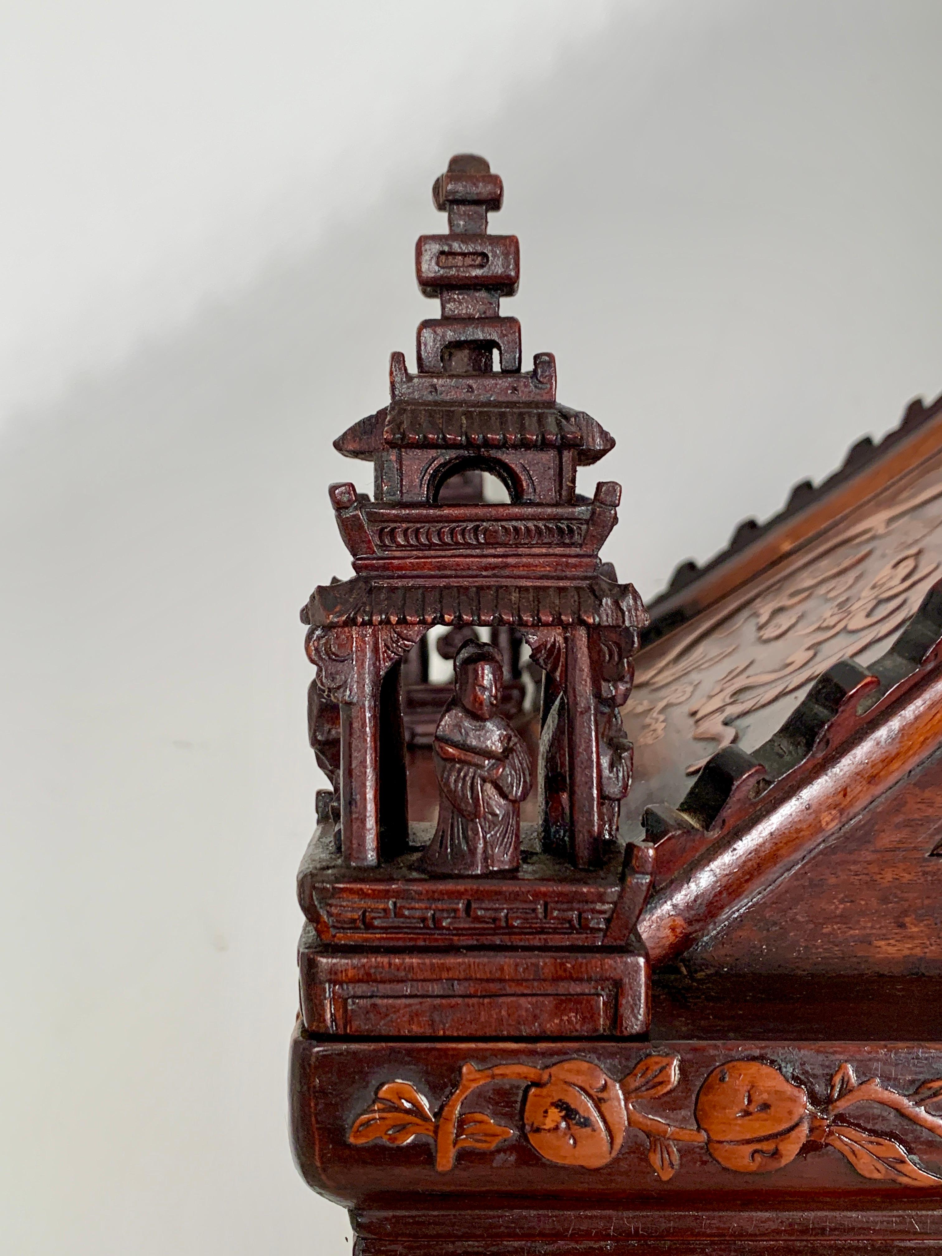 Chinese Peranakan Inlaid Hardwood Pagoda Display Cabinet, Early 20th Century For Sale 2