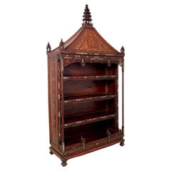 Chinese Peranakan Inlaid Hardwood Pagoda Display Cabinet, Early 20th Century