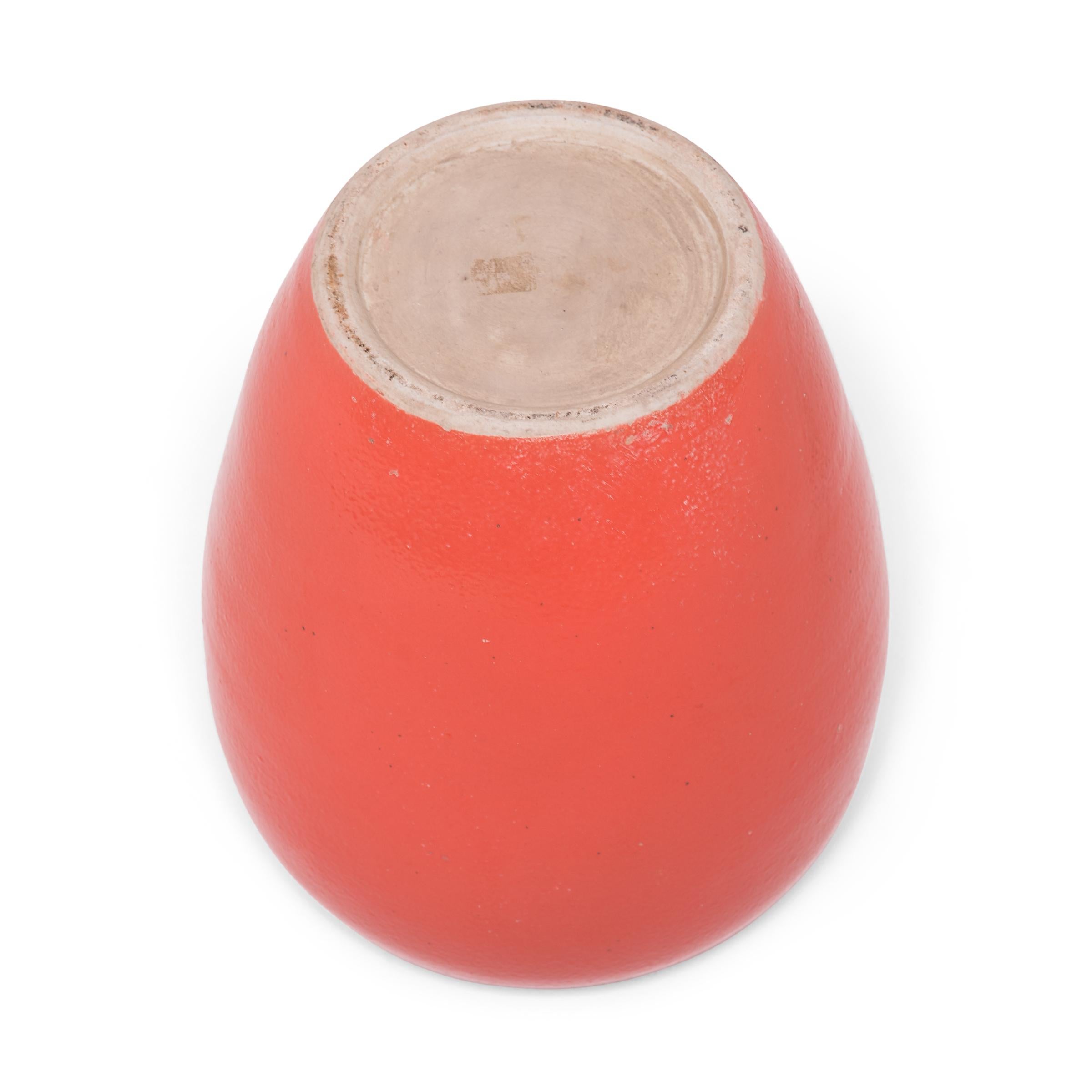 Chinese Persimmon Orange Oval Jar For Sale