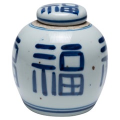 petite fortune Chinese Petite Blue and White Good Fortune Jar, c. 1900