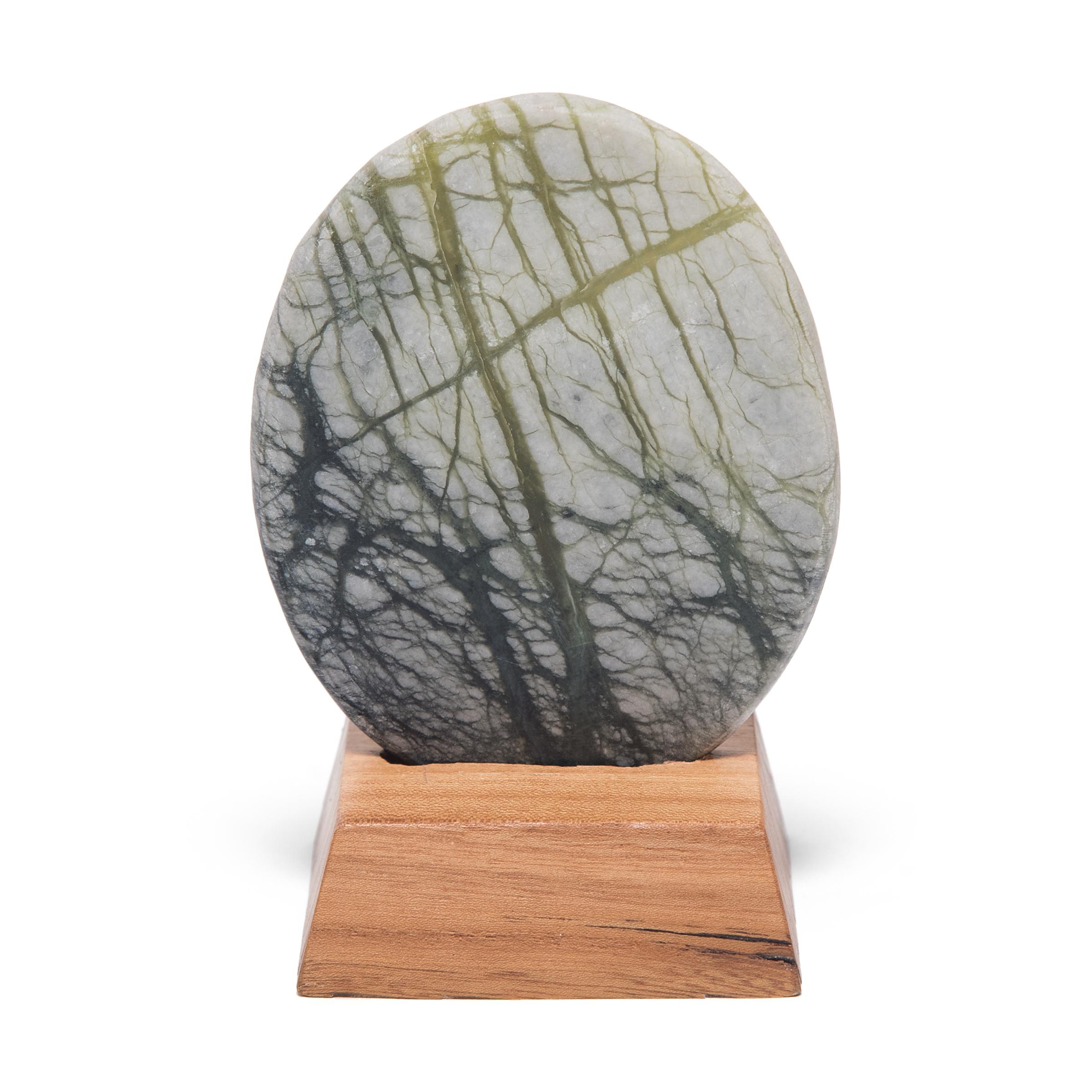 Organic Modern Petite Greenery Meditation Stone For Sale