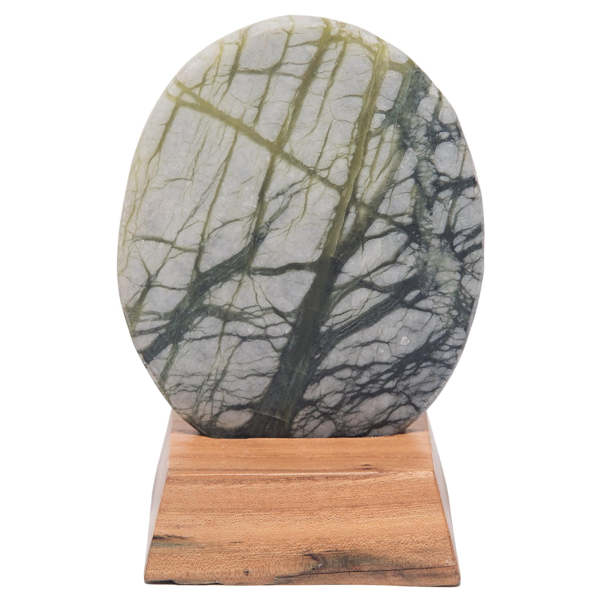 Chinese Petite Greenery Meditation Stone For Sale