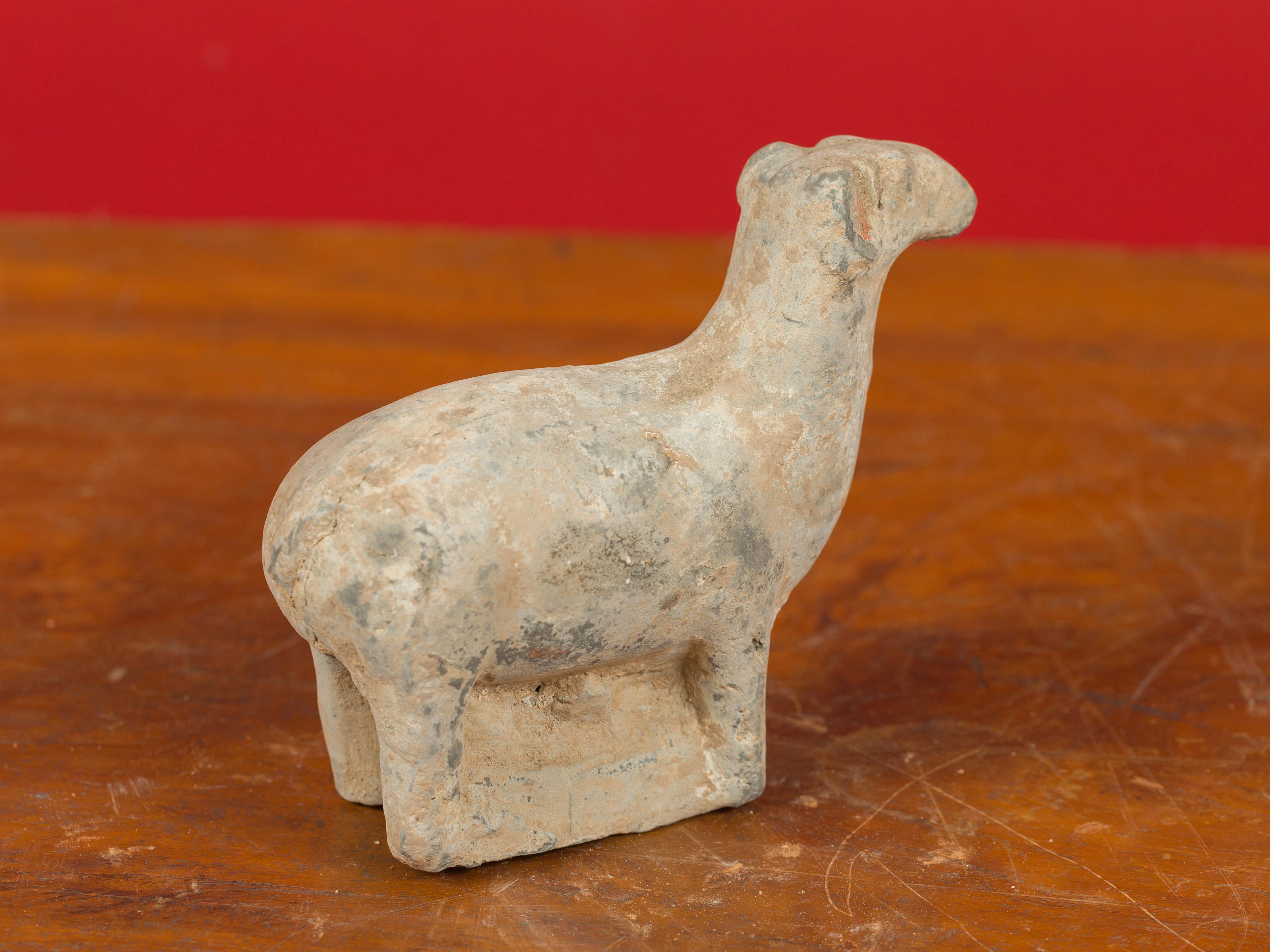 Chinese Petite Han Dynasty Terracotta Sheep Mingqi, circa 202 BC-200 AD 7
